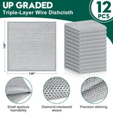 VMKBL 12 Pcs New Upgraded 3 Layers Non Scratch Wire Dishcloth, Multipurpose Wire Dishwashing Rags, Wet & Dry for Cookware, Sinks, Dishes, Stoves