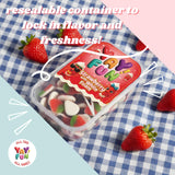 Halal Strawberry Gummy with White Foam | 6 Pack Bundle (6x7 oz Tubs) | Soft & Chewy Strawberry Gummies | Resealable Tubs in Bulk with Display Box |