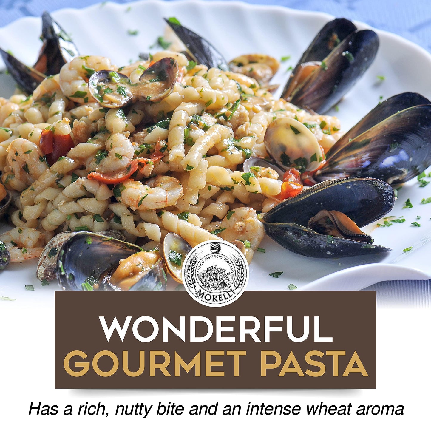 Morelli Spiral Pasta - Organic Premium Durum Wheat Semolina Italian Pasta from Italy - Protein-Rich, Ancient Grains, All Natural, Gourmet Italian
