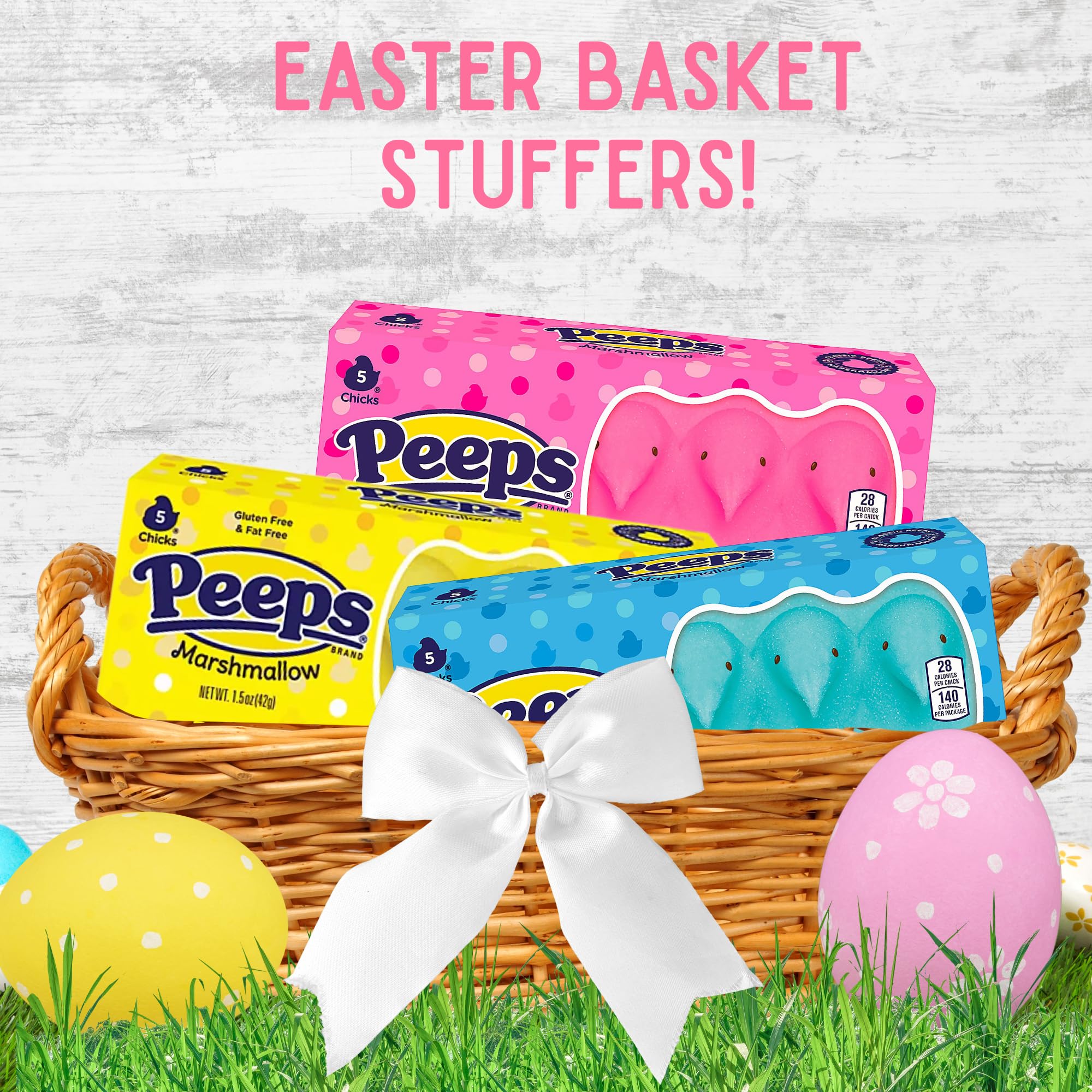 Peeps Marshmallow Chicks Variety Pack - Pink Blue Yellow Purple Easter Treats, 5 Count Boxes (Pack of 4)