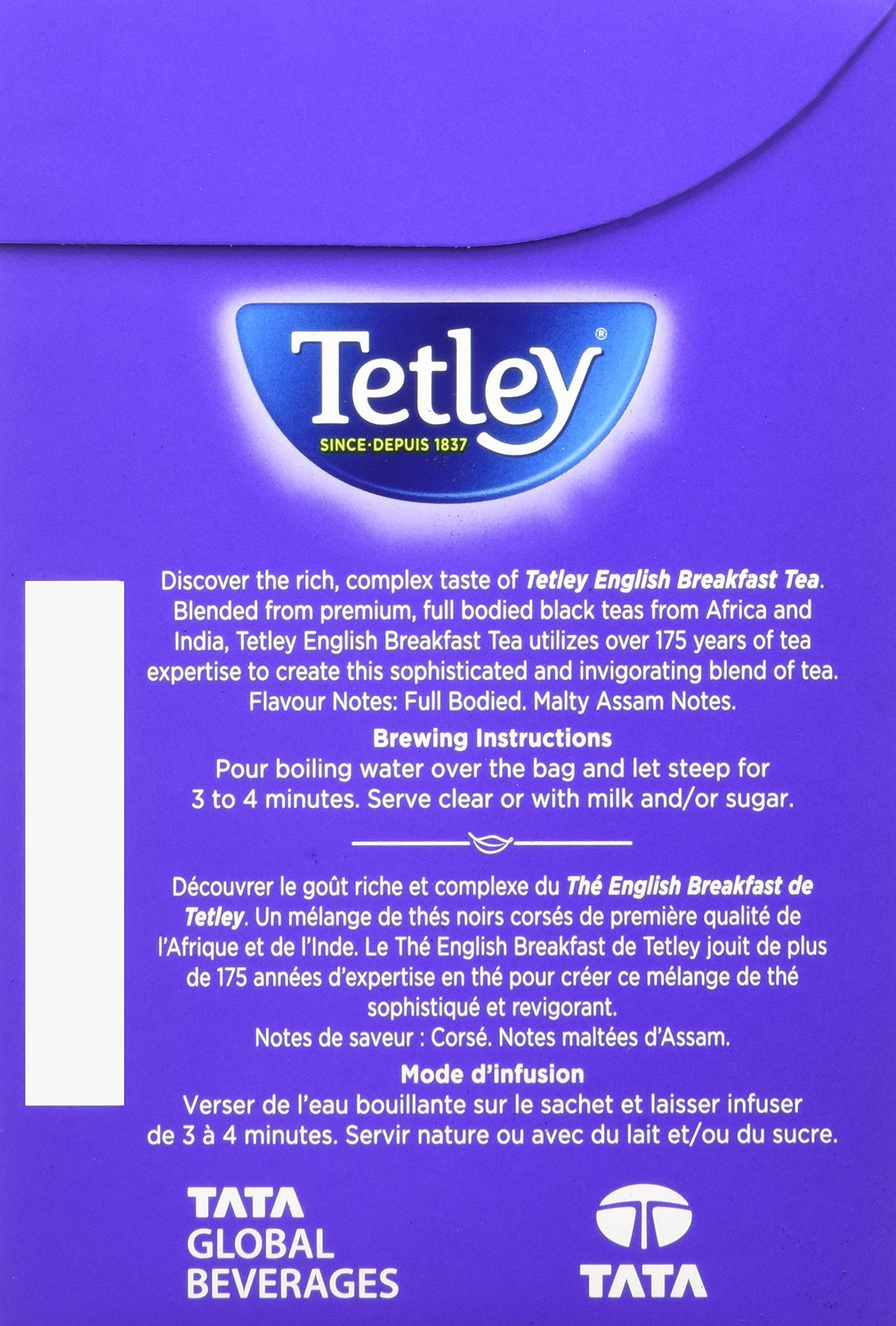Tetley English Breakfast Tea, 60 Count, 189g/6.7 oz., (Imported from Canada)