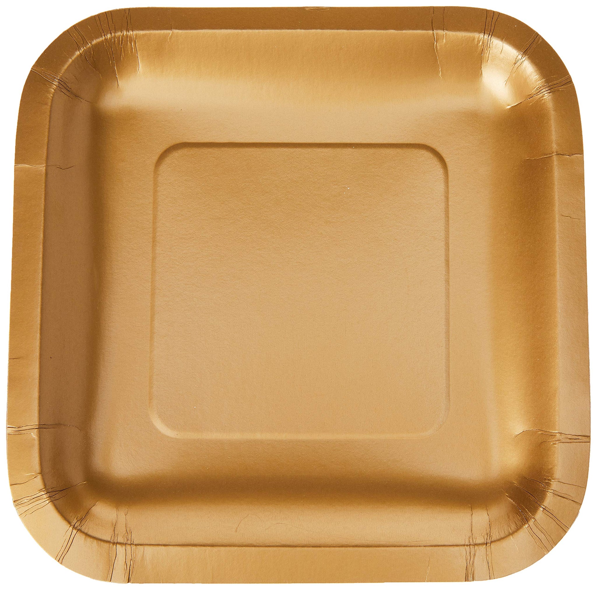 Creative Converting Touch of Color 18 Count Square Paper Lunch Plates, Glittering Gold