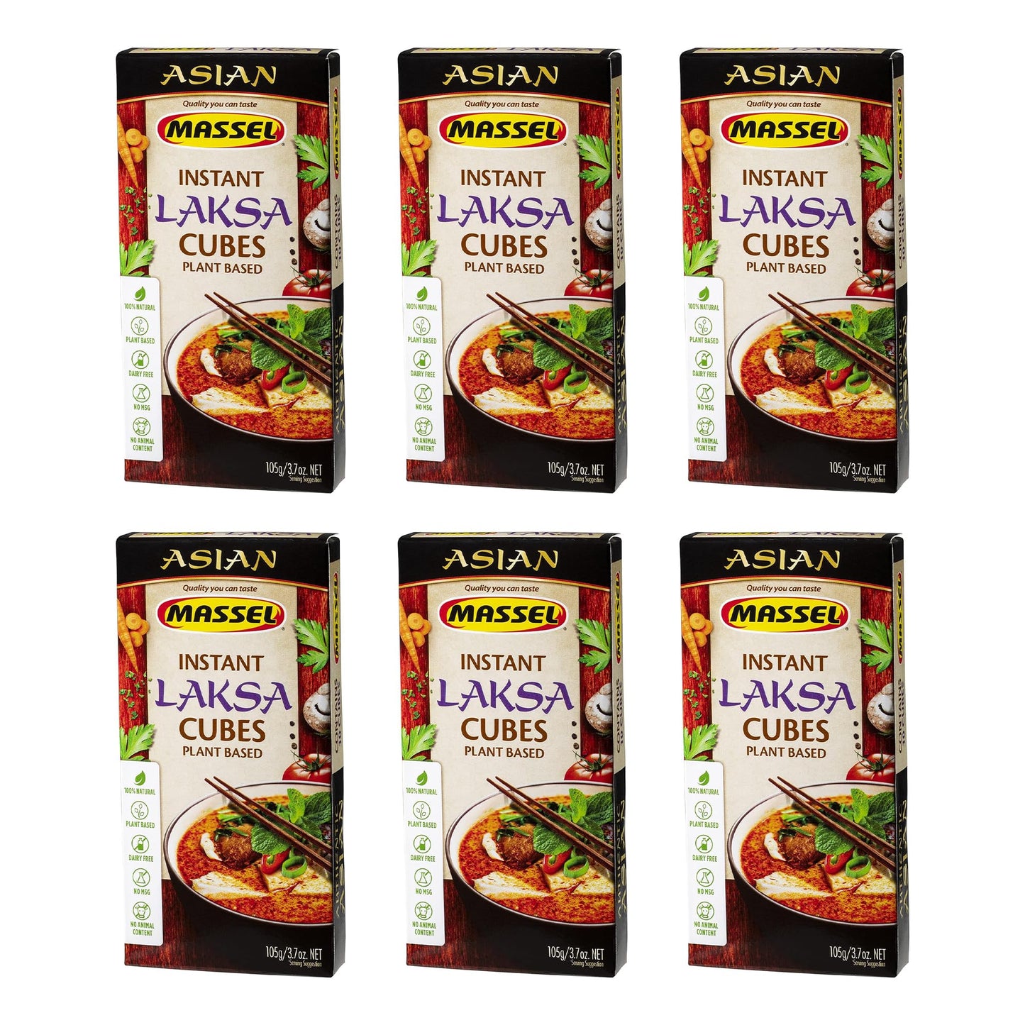 Massel Instant Laksa Bouillon Broth Cubes | 6 x 105g | Gluten & Dairy Free, No MSG, Non-GMO, Trans Fat Free, No Animal Content