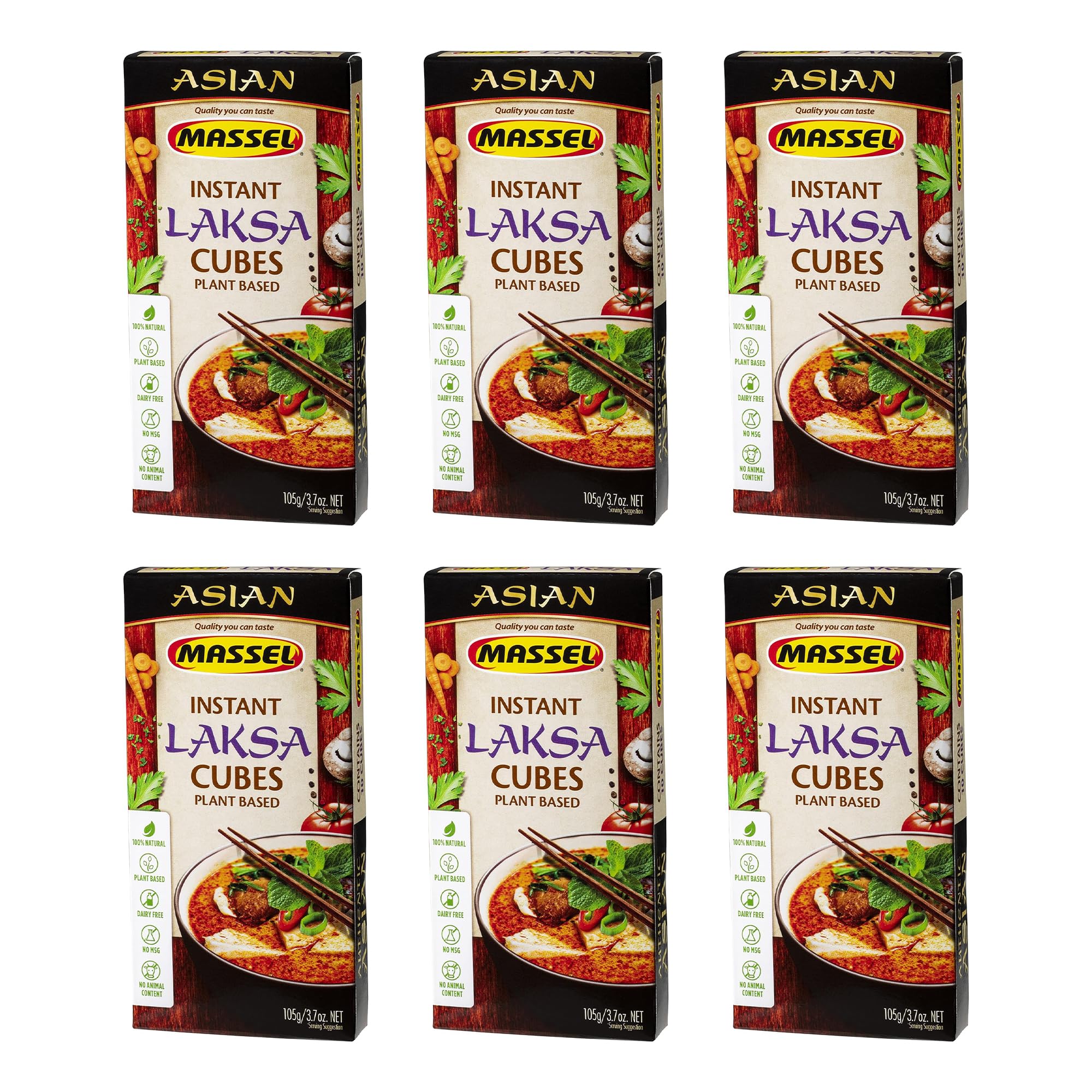 Massel Instant Laksa Bouillon Broth Cubes | 6 x 105g | Gluten & Dairy Free, No MSG, Non-GMO, Trans Fat Free, No Animal Content