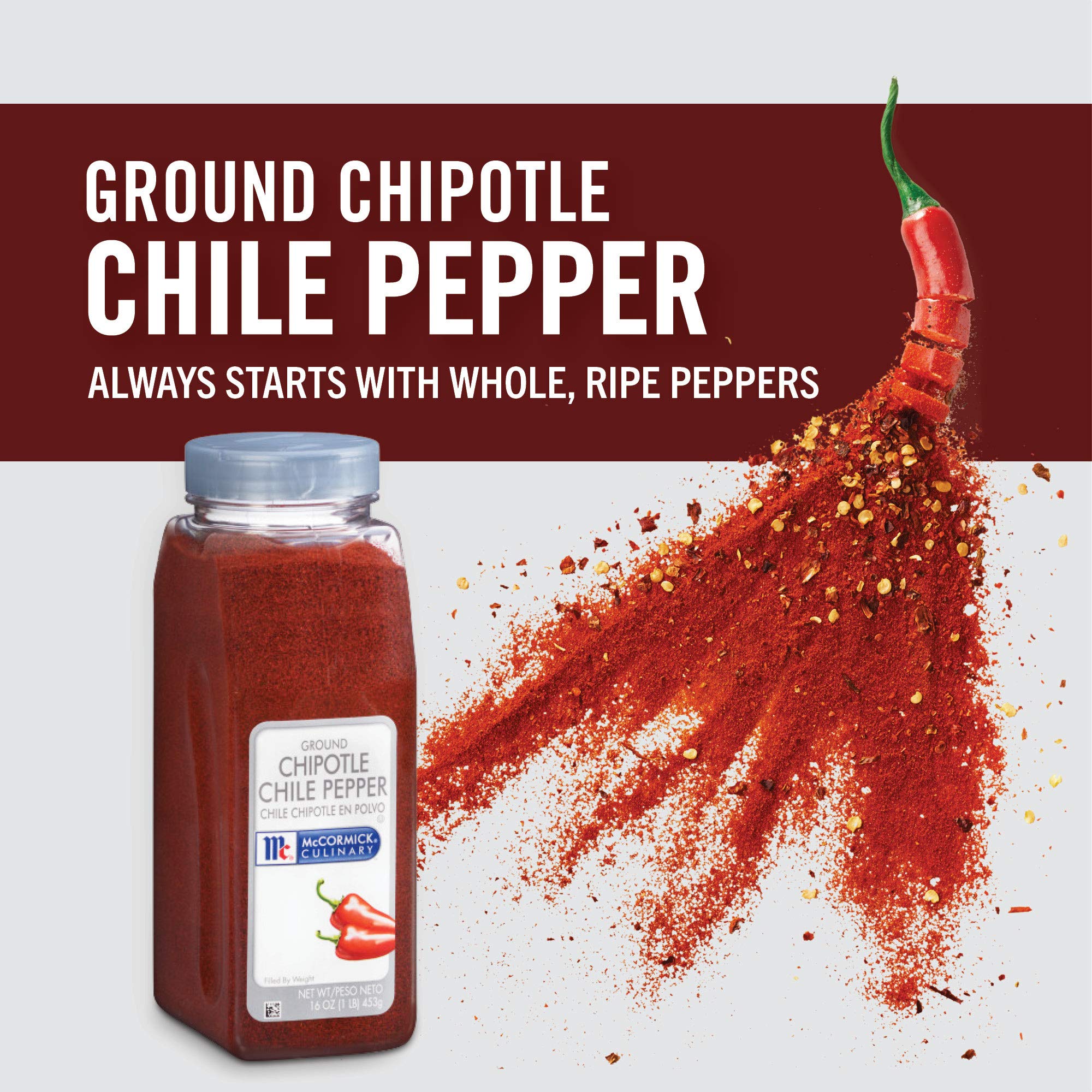 McCormick Culinary Ground Chipotle Chile Pepper, 16 oz - One 16 Ounce Chipotle Chili Powder with a Smoky Sweet Flavor, Ideal for Soups, Sauces