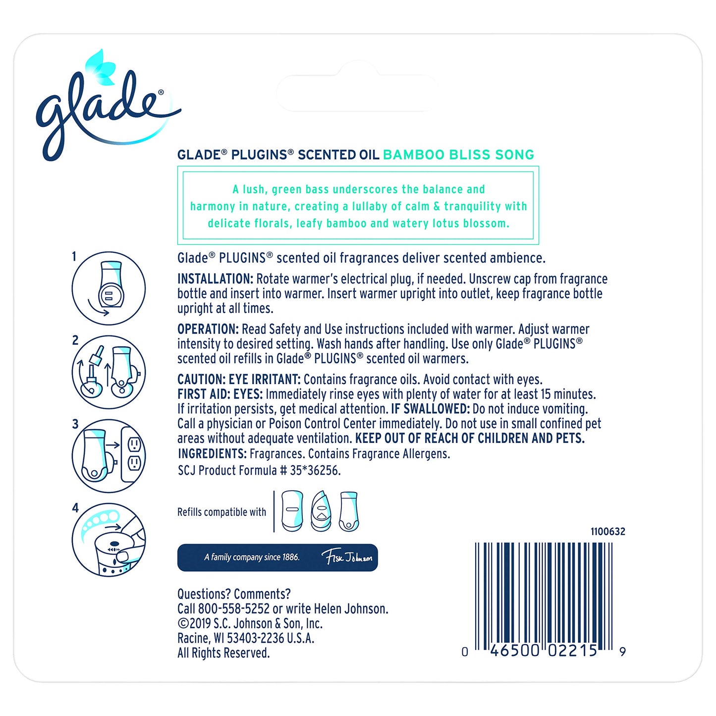 Glade PlugIns Scented Oil Air Freshener Refill - Limited Edition | Bamboo Bliss Song Scent - 3 Count Oil Refills Per Package (0.67 Ounce Each) - Pack
