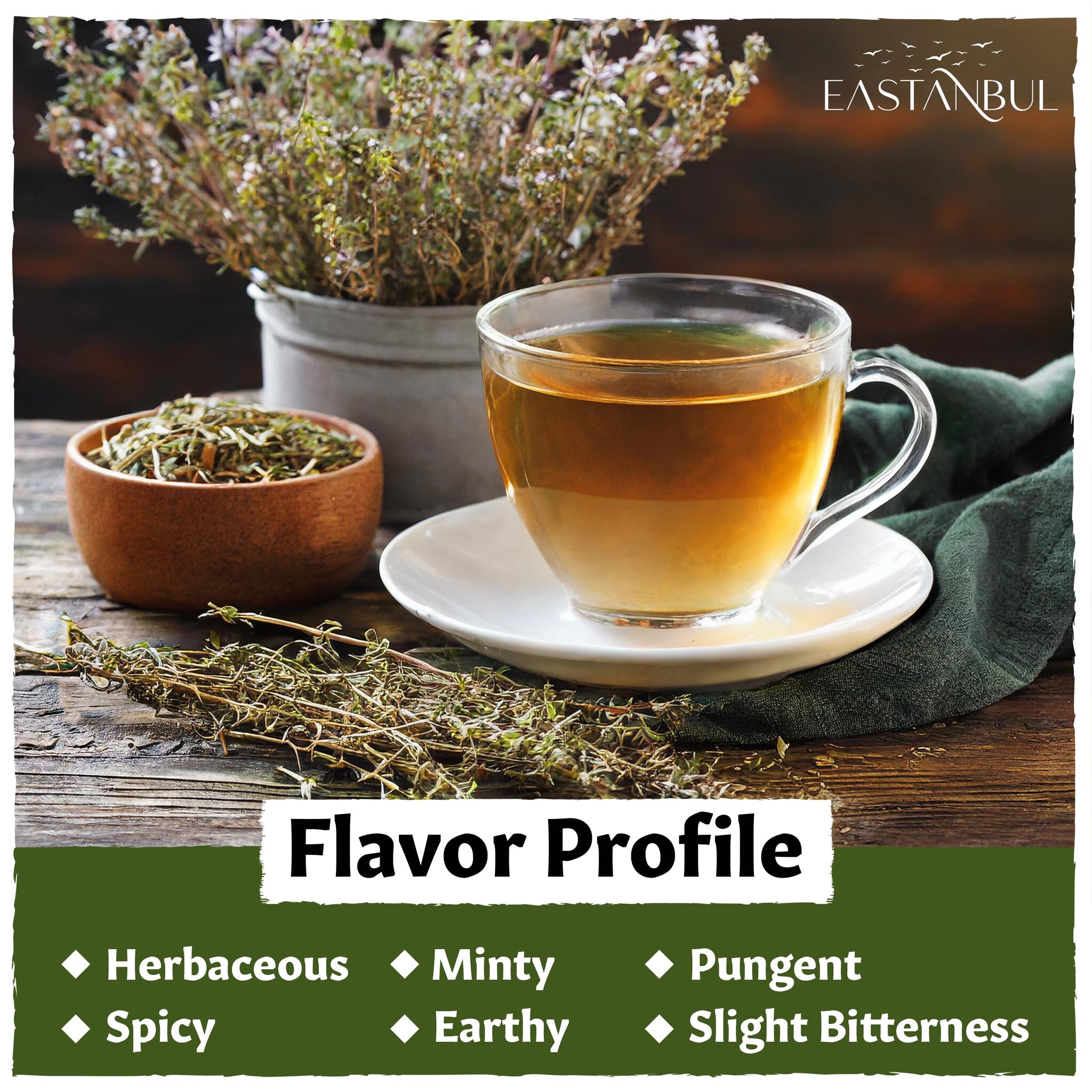 Eastanbul Wild Thyme, 1.76oz, Mediterranean Zaatar Thyme Seasoning, AKA Thymbra Spicata, Perfect For Tea & Culinary Seasoning, Dried Leaves