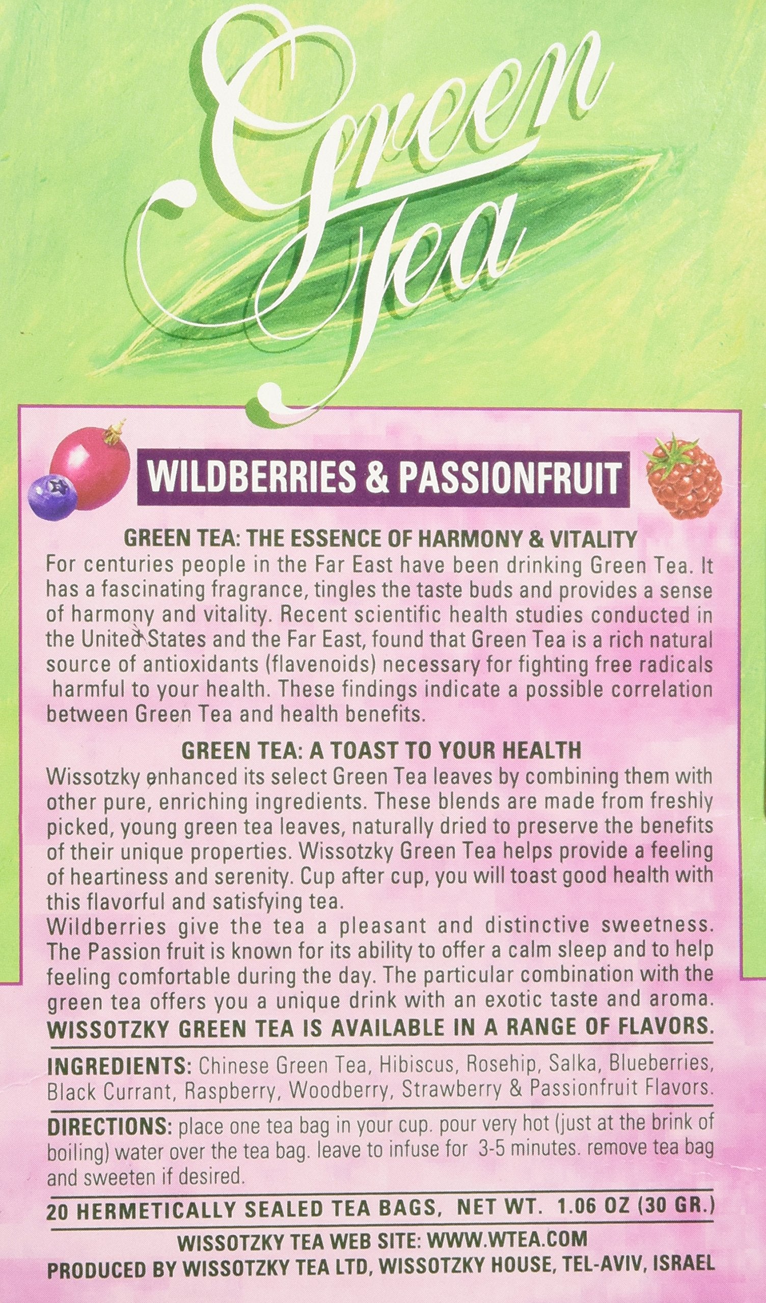 Wissotzky Tea Green Wldbry & Pssn Fruit, 20 bg