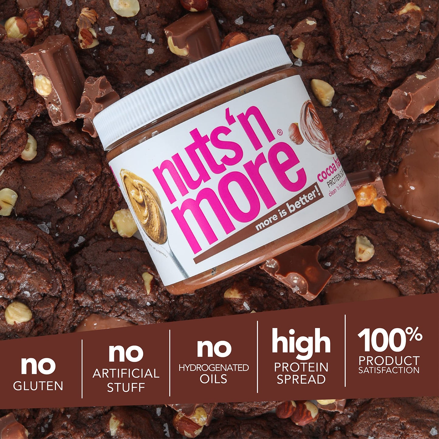 Nuts ‘N More Cocoa Hazelnut Butter Spread - High Protein, Low Carb, Low Sugar, Gluten Free, Non-GMO, All-Natural Keto Nut Butter Snack (15oz Jar)