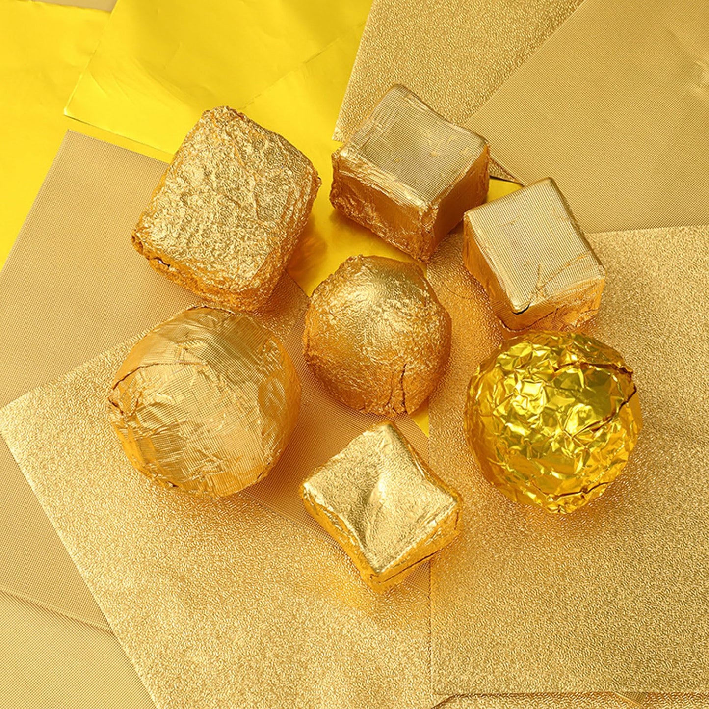 100 Pcs Jumbo 7.87x7.87 Inch Gold Foil Wrappers, Giant Square Chocolate & Caramel Candy Wrappers For DIY Gift Packaging, Wedding Party Favors