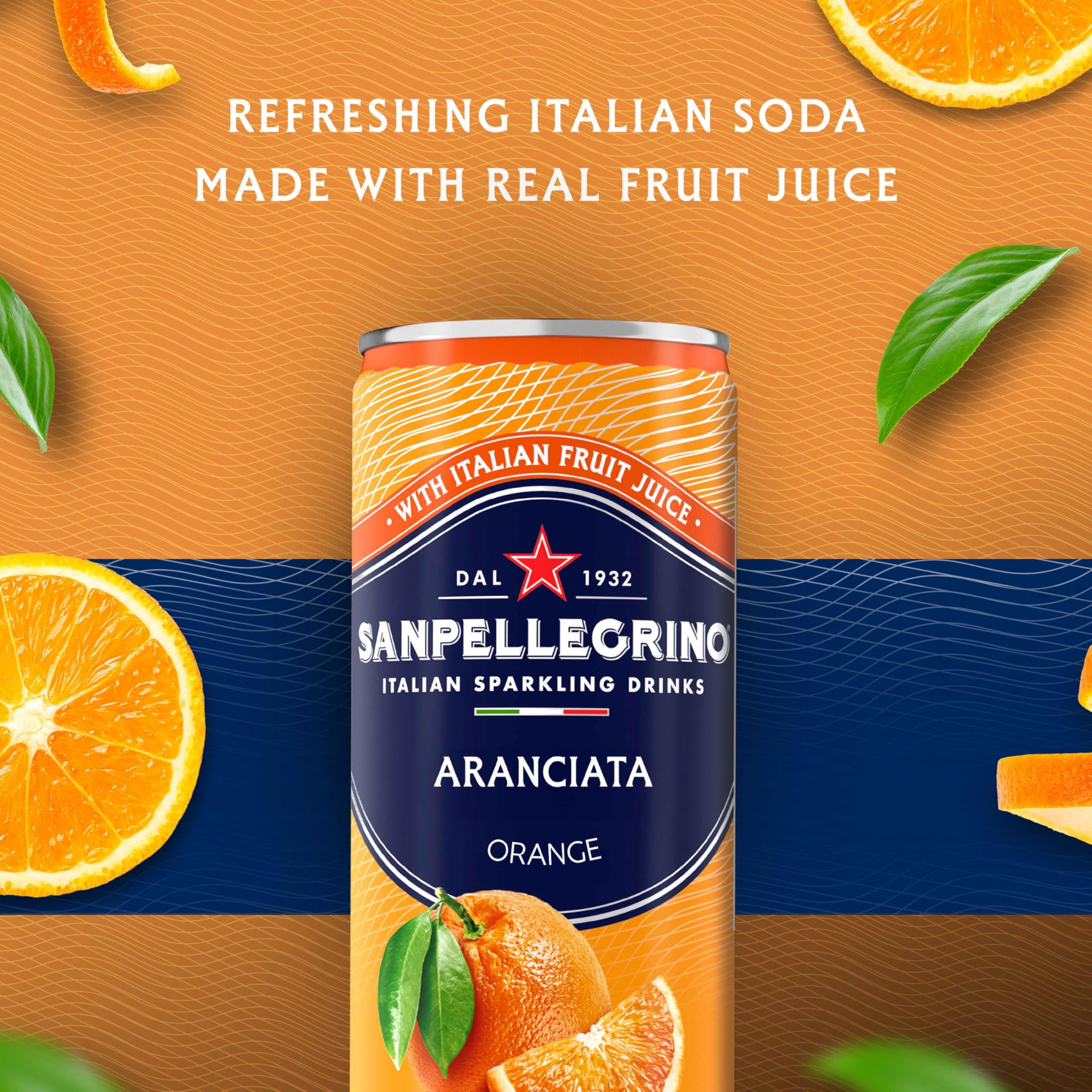 Sanpellegrino Italian Sparkling Drink Aranciata, Sparkling Orange Beverage, 6 Pack Of Cans