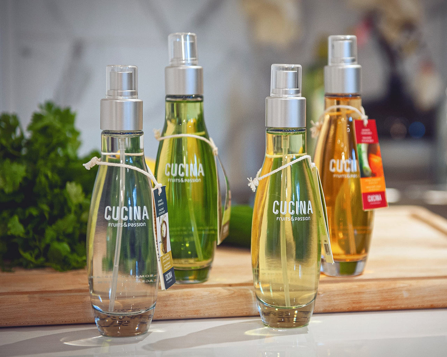 Fruits & Passion Cucina Fragrant Kitchen Mist - Sea Salt & Amalfi Lemon, Home & Kitchen Air Freshener Spray in Decorative Glass Bottle, Clean Citrus