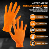 Astro Grip Powder-Free Nitrile Disposable Glove, Medium Size, Full Case (10 Boxes of 100)
