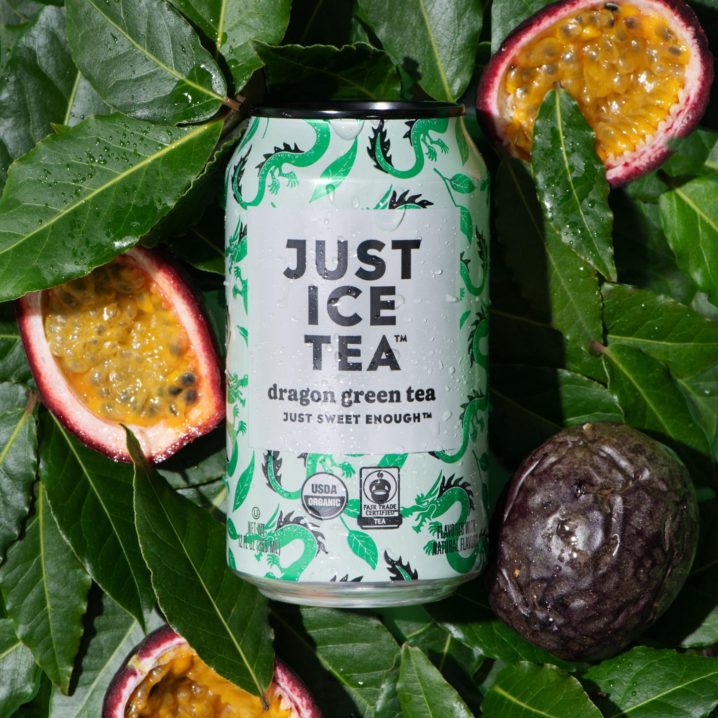 Just Ice Tea, Dragon Green Iced Tea, 4-Pack (12oz Cans), Green Tea, USDA Certified Organic, Real Brewed, Low Calorie, No Artificial Sweeteners, Fair