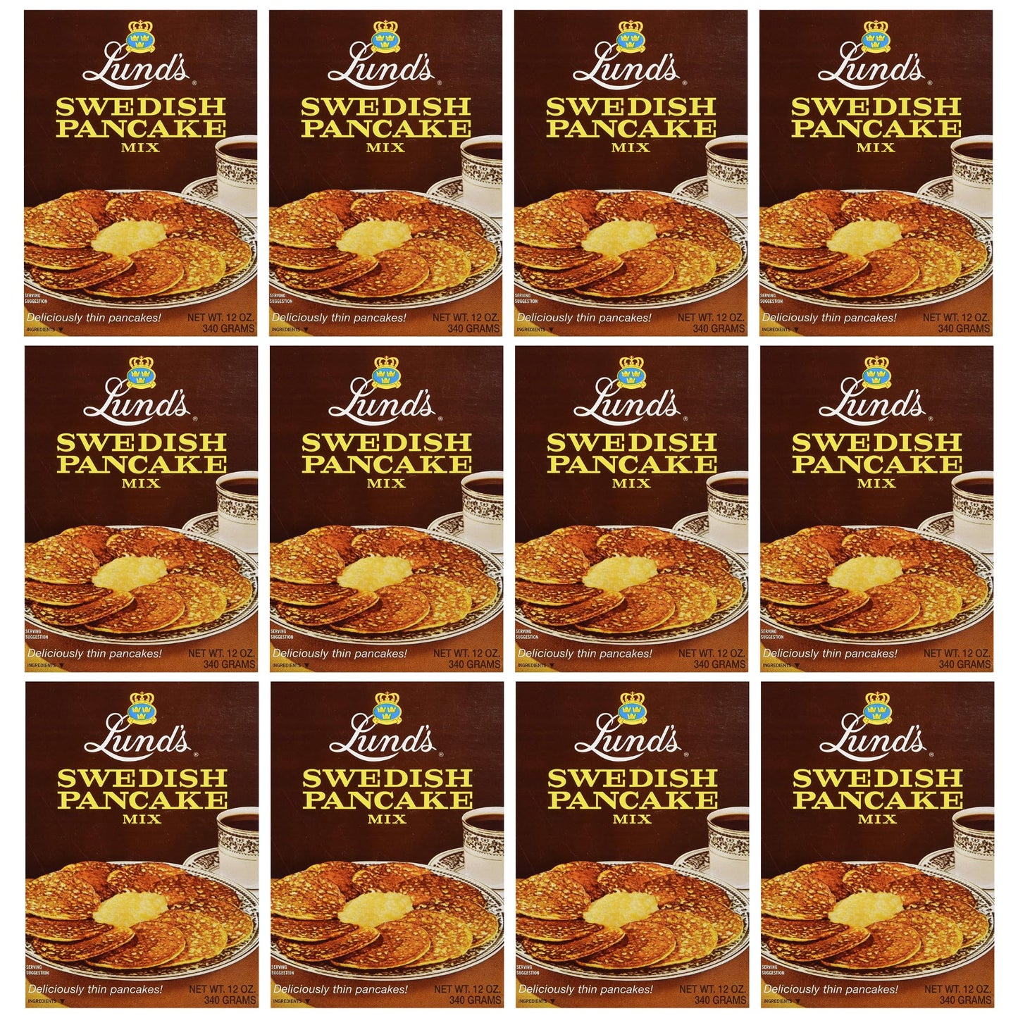 Lund’s Swedish Pancake Mix, Deliciously Thin & Light Pancakes, 12 oz, Traditional Scandinavian Recipe - Easy Mix for Breakfast or Brunch [Pack of 12]
