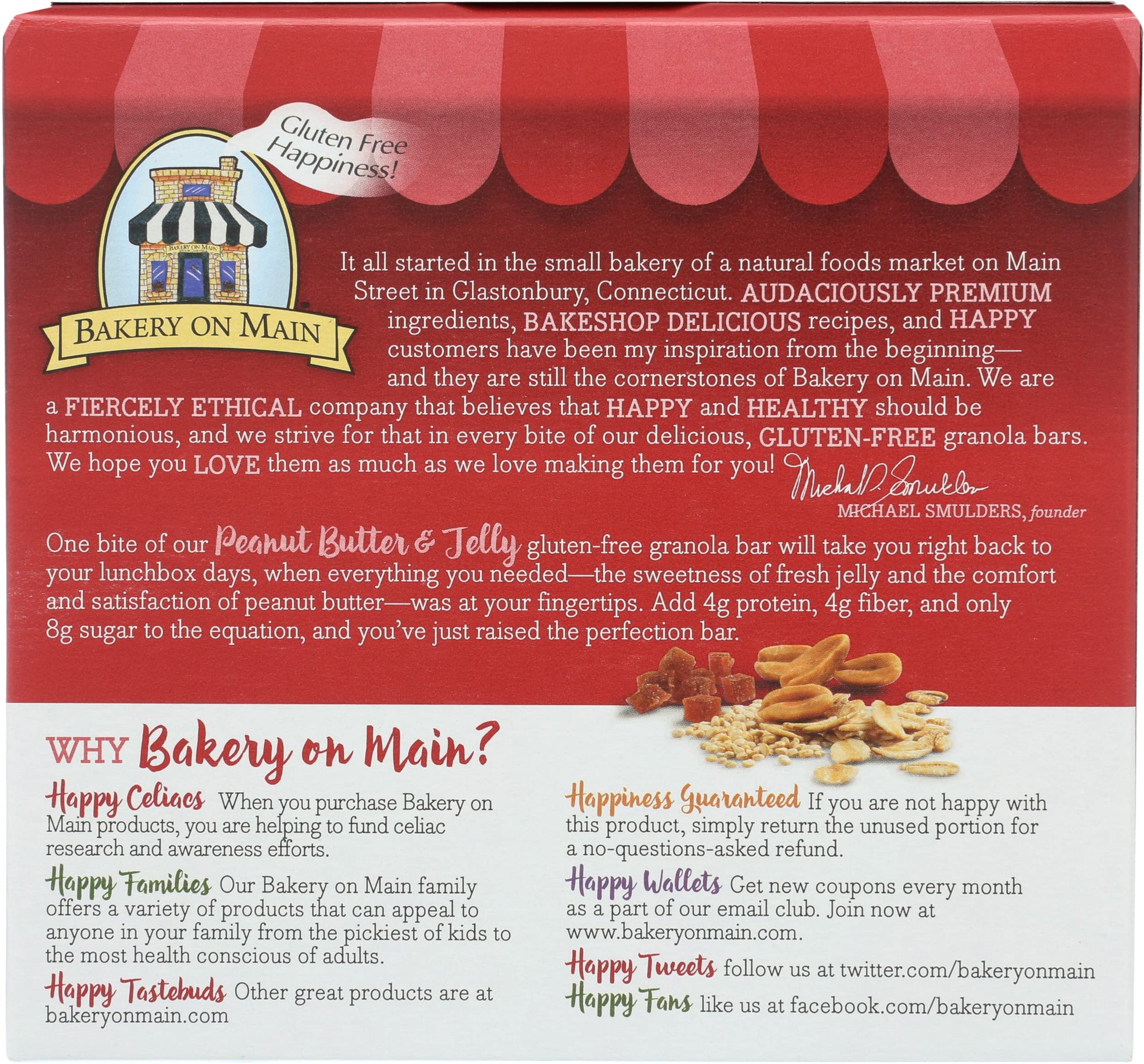 Bakery On Main, Bar Granola Peanut Butter Jelly, 1.2 Ounce, 5 Count