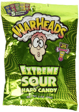 WARHEADS - Extreme Sour Hard Candy - Assorted Flavors - Sour Apple, Black Cherry, Blue Raspberry, Lemon & Watermelon Flavors - 2 oz. Bag