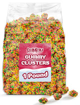 Rainbow Gummy Candy Clusters - 1 Pound Bulk Bag Chewy & Crunchy Fruity Gummies - For Parties, Snacks, and Candy Buffets - Bulk Sweet Treats