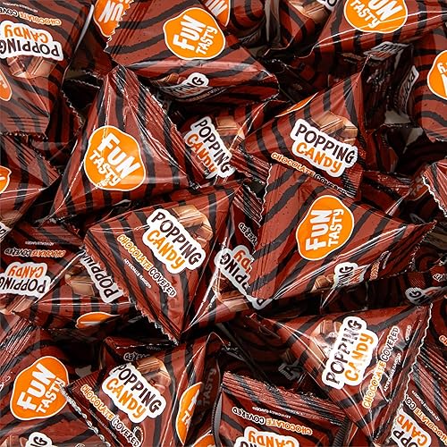 Popping Candy - 40 Mini Packs - Chocolate Rocks - Strawberry Flavored Candy Rocks - Individually Wrapped Candy for Classroom Rewards and Party Favors