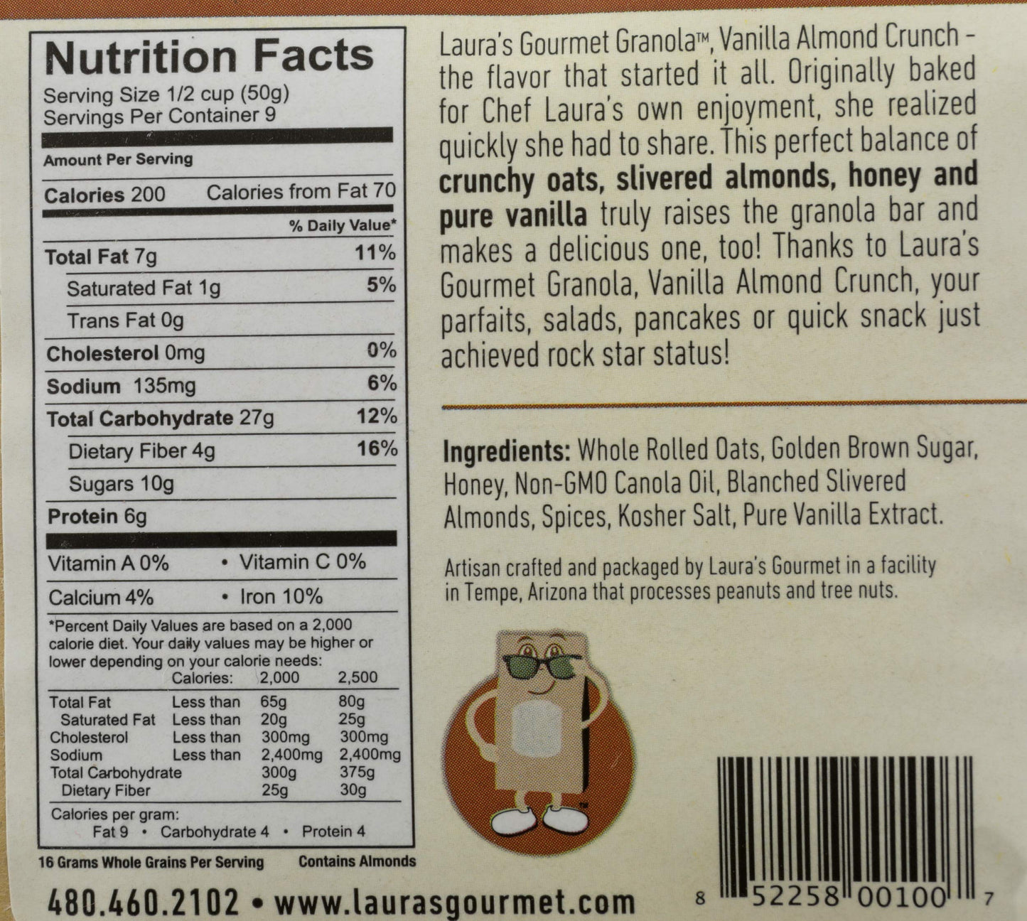 Laura's Gourmet Granola Vanilla Almond Crunch, 16-Ounce Packages (Pack of 4)
