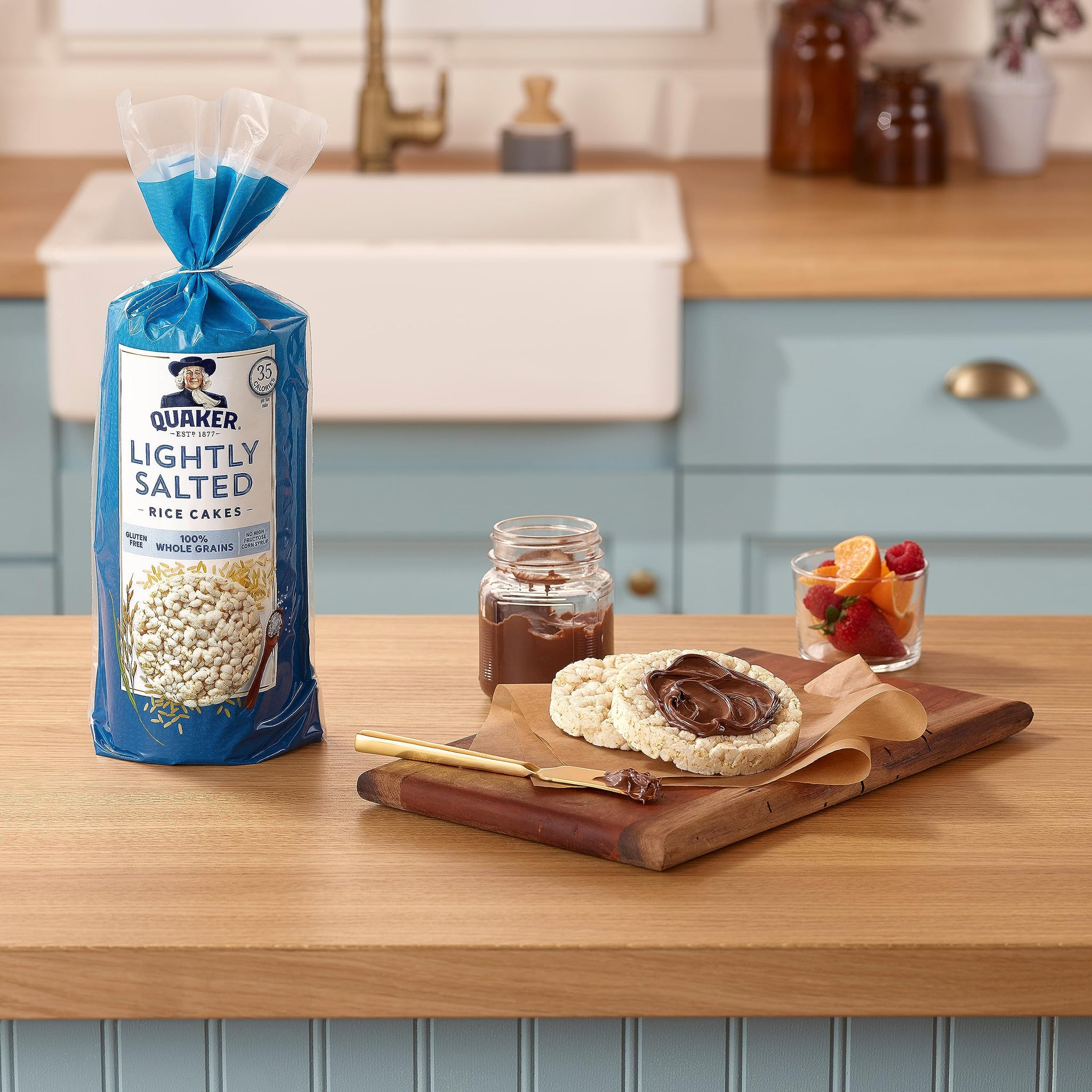 Quaker Large Rice Cakes, Lightly Salted, Gluten Free, 100% Whole Grains, 4.47 Oz, Pack of 6