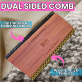 Cashmere Comb for De-Pilling Sweaters - Remove Pills, Lint, and Fuzz from Wool Garments - Dual-Sided Fabric Comb with Cedar Wood Handle