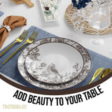 Trendables Disposable Dinnerware Sets Vintage Plates Plastic Disposable Plates Set For 20 Guests 20 x 8 Inch Dessert Plate & 20 x 10 Inch Wedding