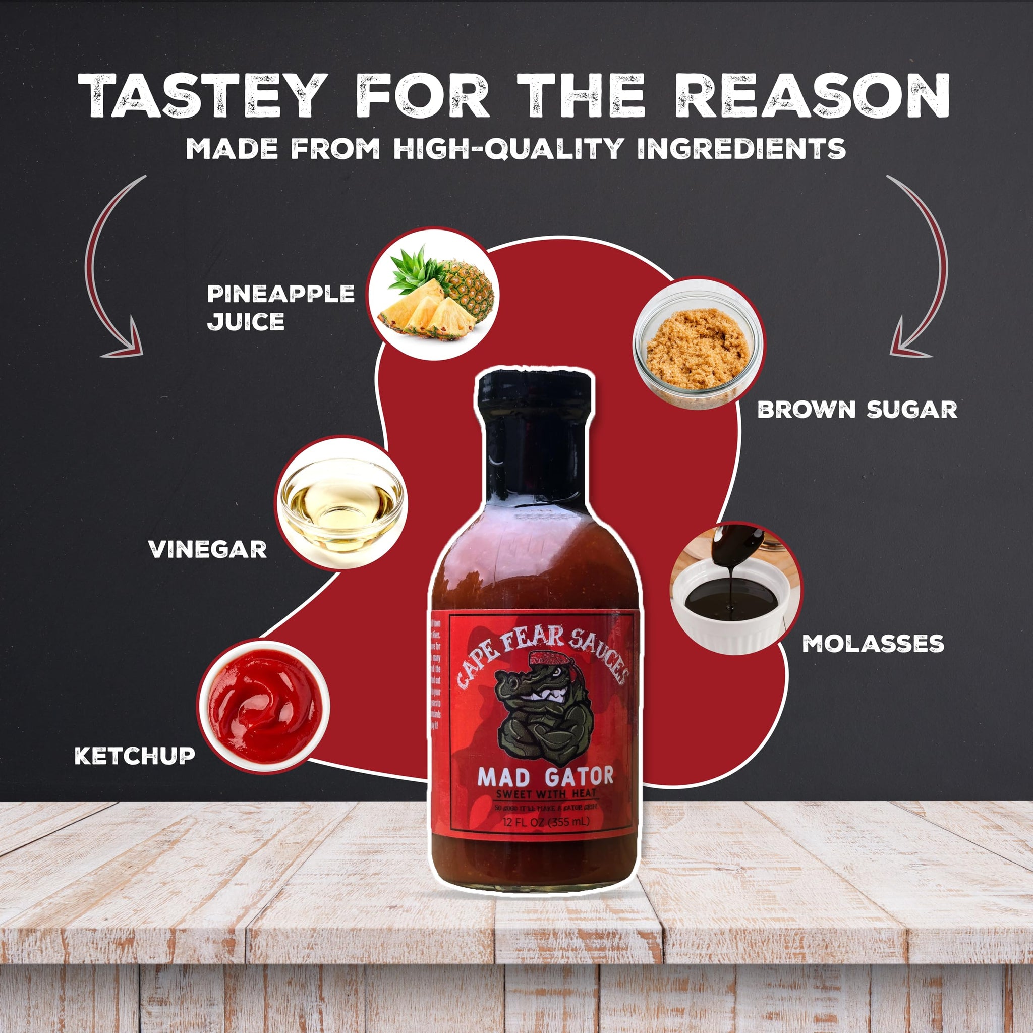 Cape Fear Sauces Mad Gator Perfect Hot BBQ Sauce for Grilling and Barbecue Lovers, Ideal for Meats, Burgers, Chicken, and Ribs, Bold Flavorful BBQ