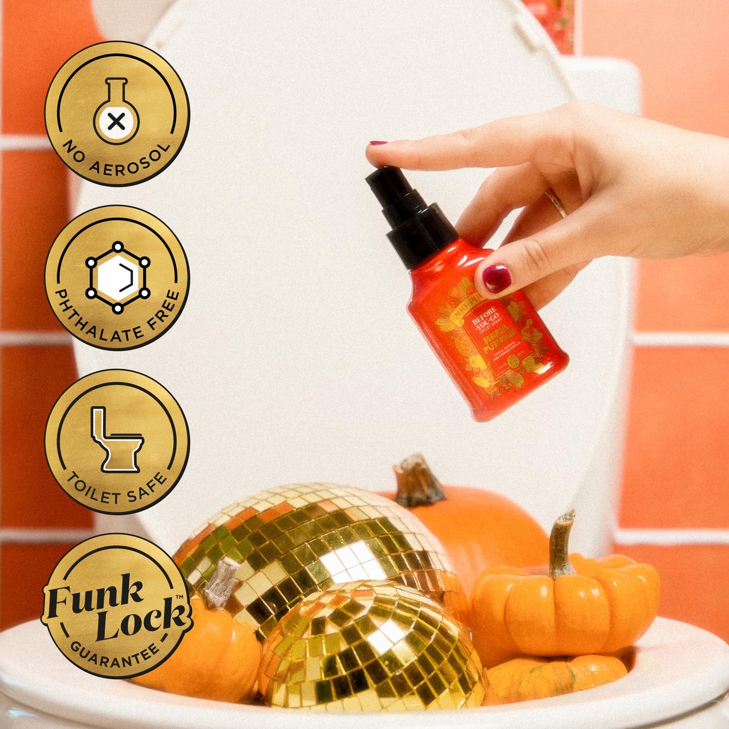 Poo~Pourri Maple Pumpkin 2oz Before-You-Go Toilet Spray - Instantly Trap Bathroom Odor - Plant Based Ingredients & Essential Oils - No synthetic