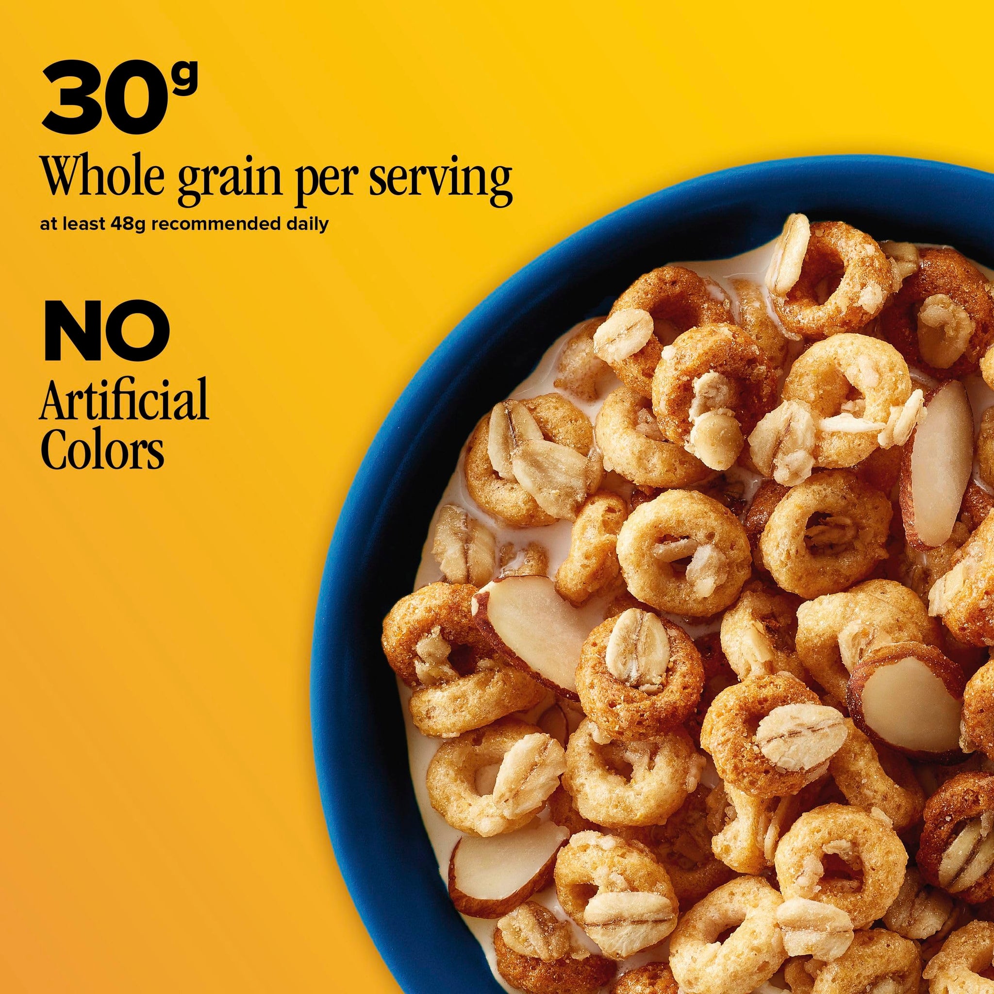 Cheerios Oat Crunch Almond Breakfast Cereal, Made with Whole Grain, Large Size, 18.2 oz