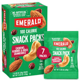 Emerald Nuts Cashews and Almonds with Dried Cranberries 7 Ct (1-Pack) | 100-Calorie Individual Packs of Nut Blend and Dried Fruit | Kosher Certified