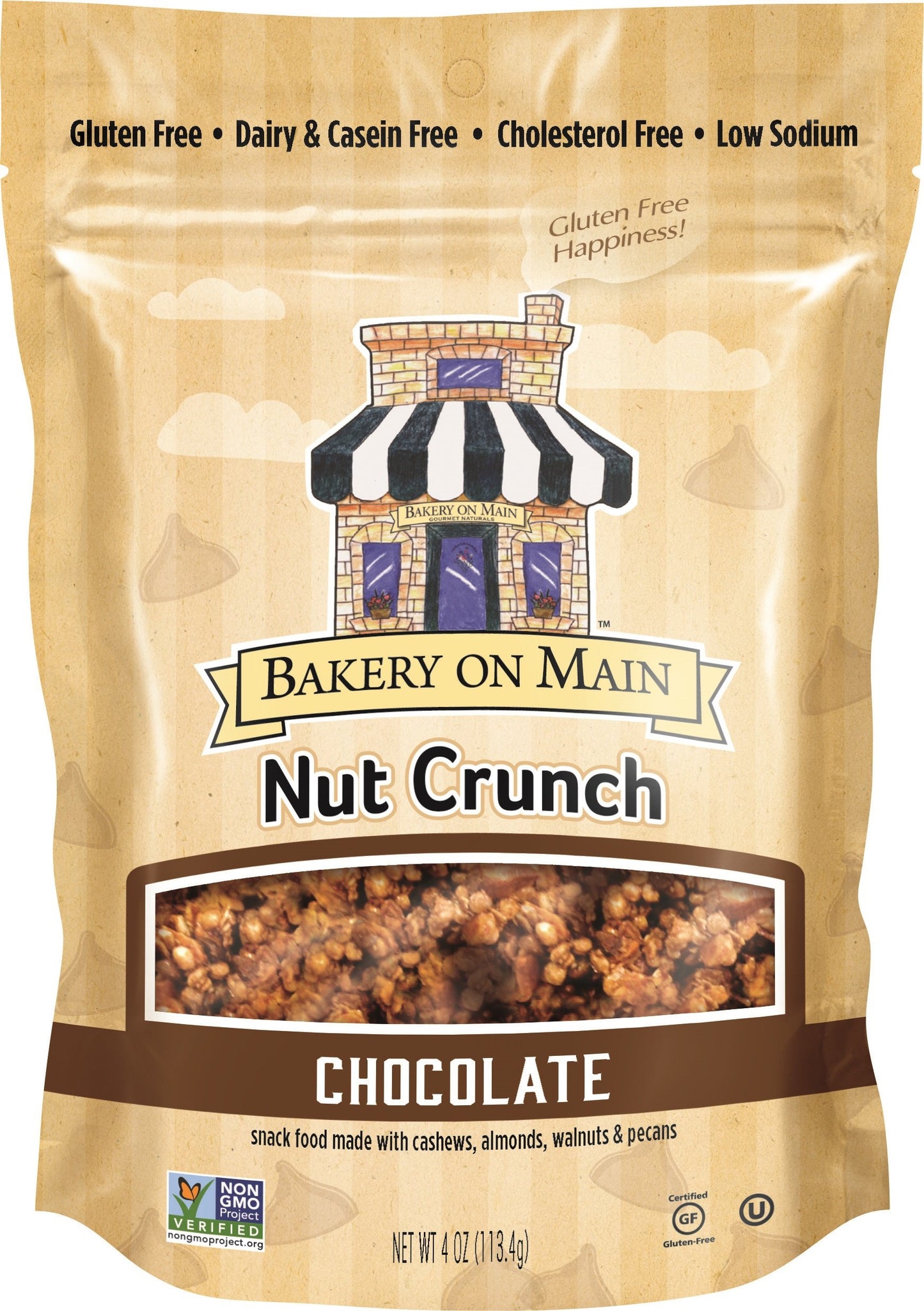 Bakery On Main Gluten-Free, Non-GMO Nut Crunch Snack, Chocolate, 4 Ounce (3 Count)