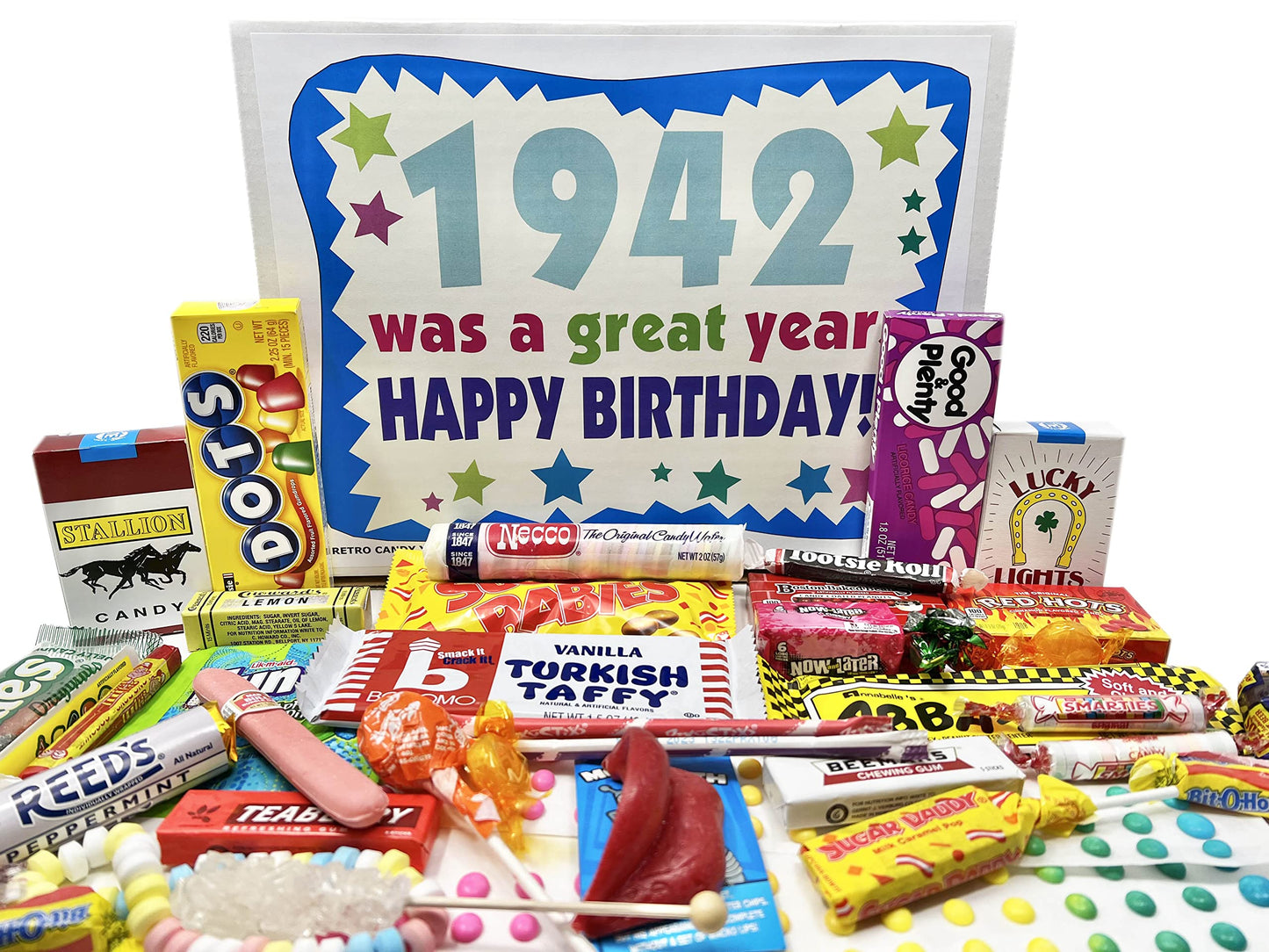 RETRO CANDY YUM ~ 1942 84th Birthday Gift Box of Nostalgic Candy from Childhood for 84 Year Old Man or Woman Born Back in 1942