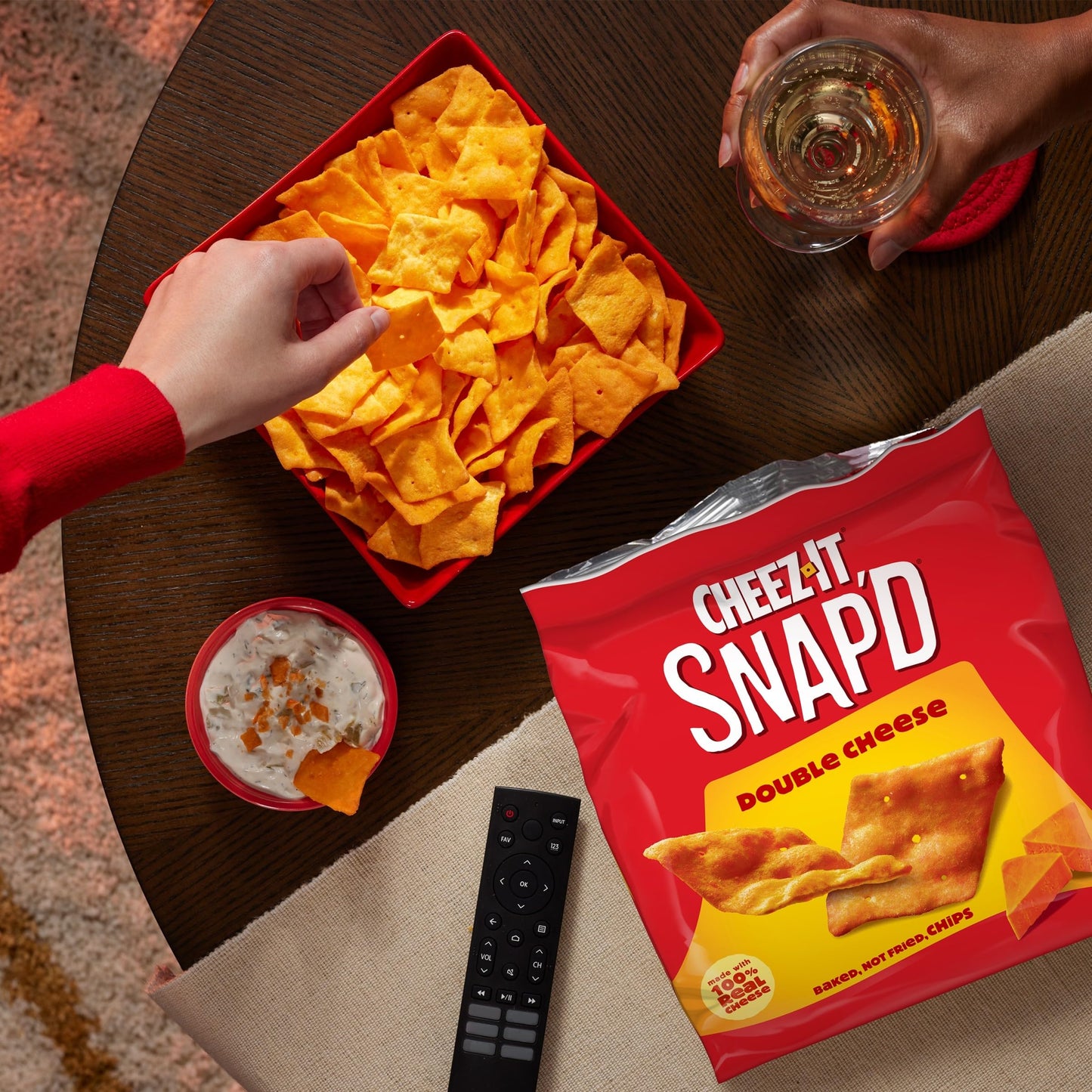 Cheez-It Snap'd Cheesy Baked Chips, Lunch Snacks, Double Cheese, 7.5oz Bag (1 Bag)