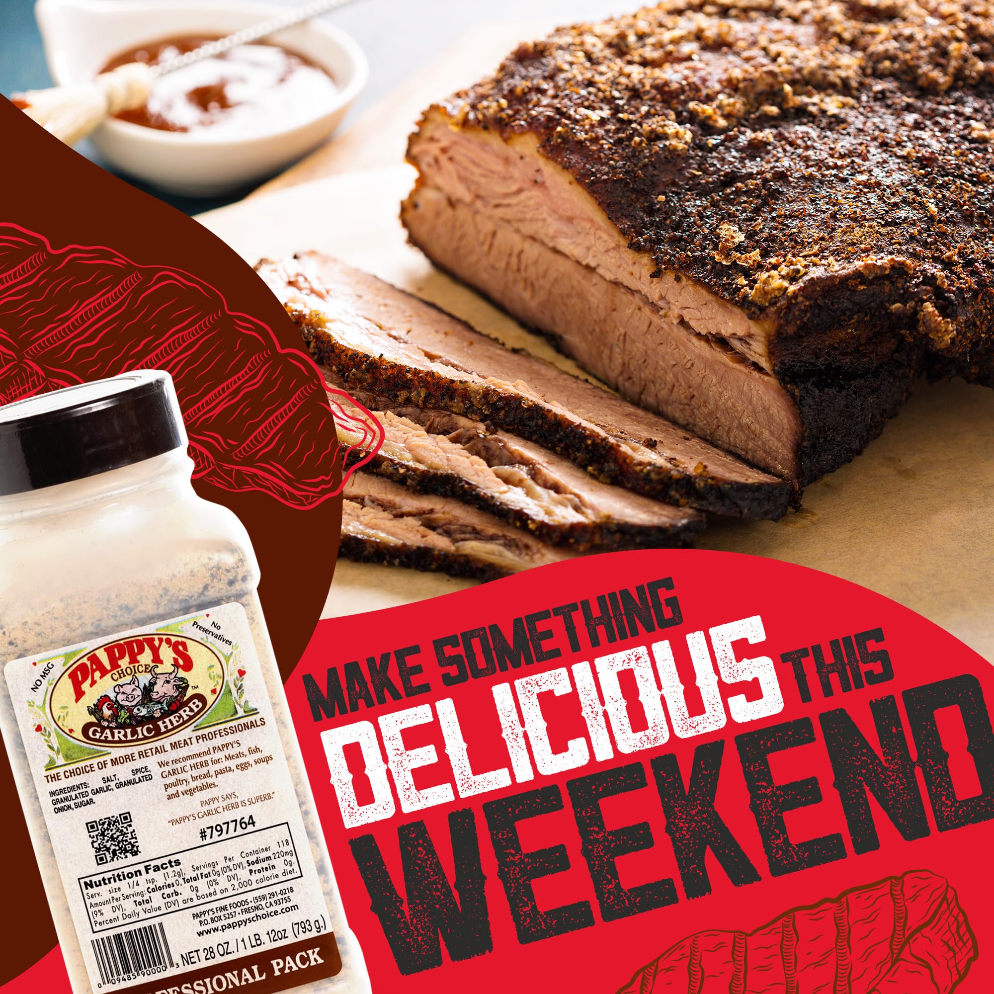 Pappy's Garlic & Herb Seasoning - Perfect for BBQ, Smoked Brisket, Steak, Chicken, Seafood, Veggies & More | Ideal for Grilling, Roasting