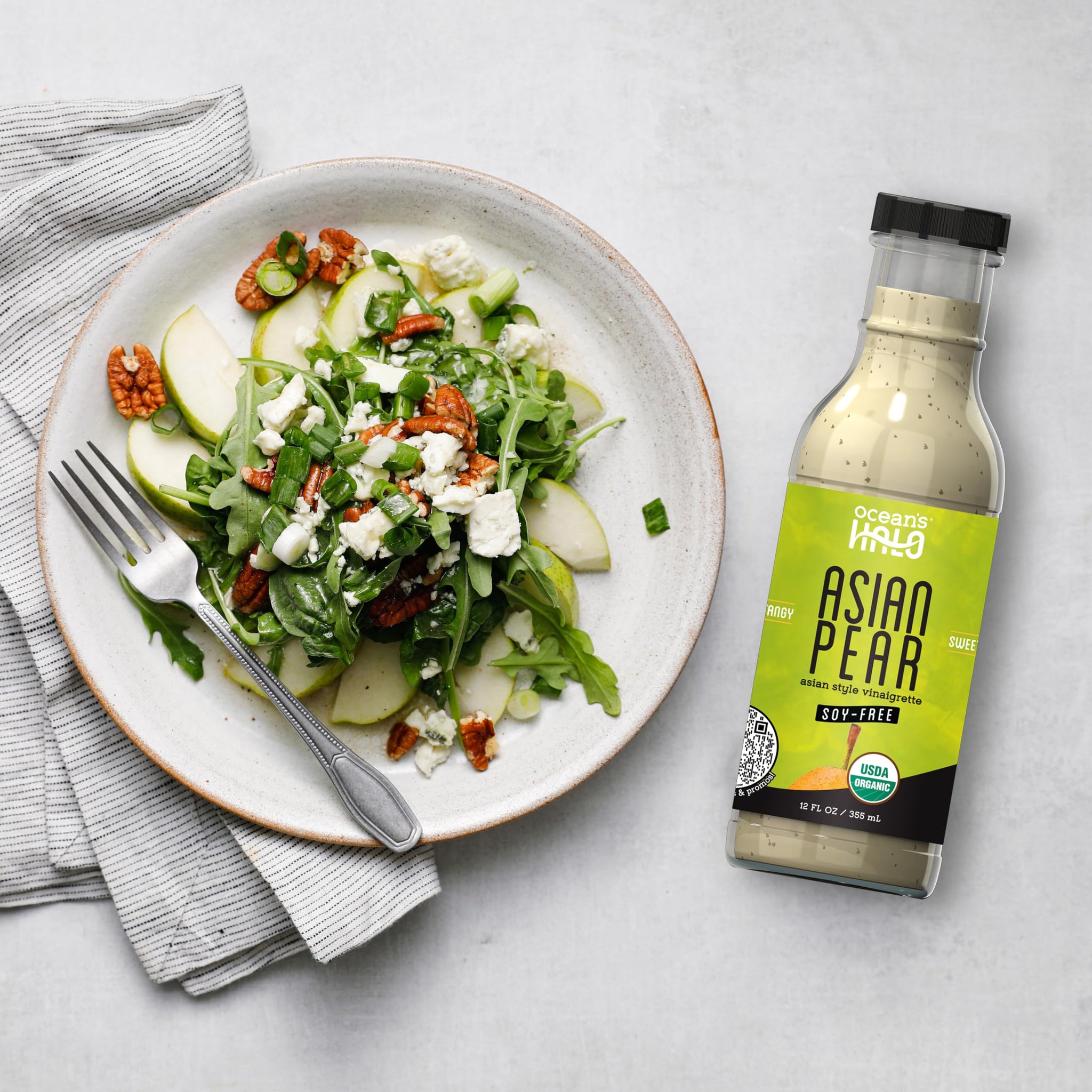 Ocean's Halo Asian Pear Vinaigrette, Asian-Style Vinaigrette & Marinade, 12 fl oz, Soy-free