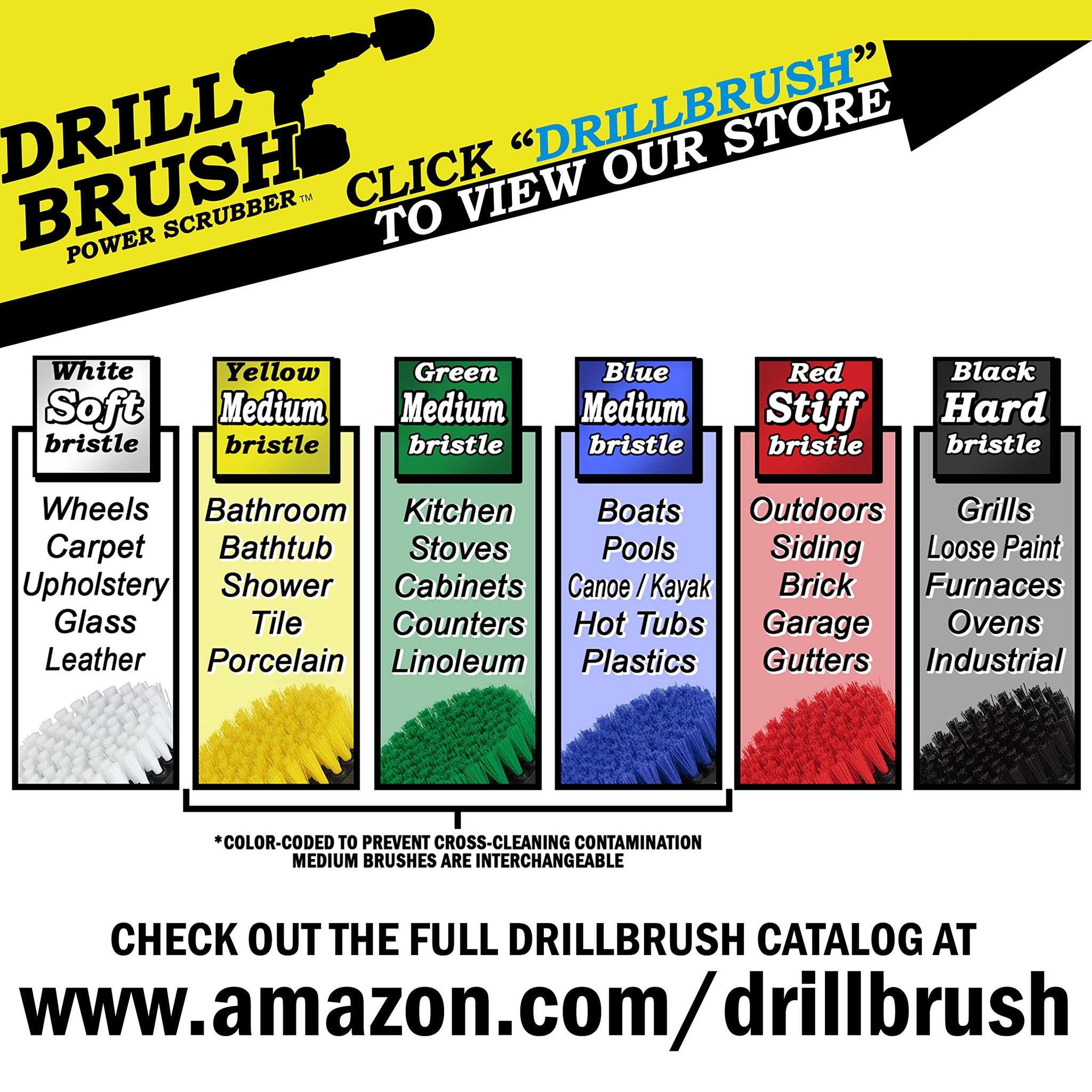 Scrub Brushes for Cleaning - Bathroom Cleaning Brush - Grout and Tile Cleaning Brush - Bathtub Cleaning Brush - Shower Drill Cleaning Brush - Tile