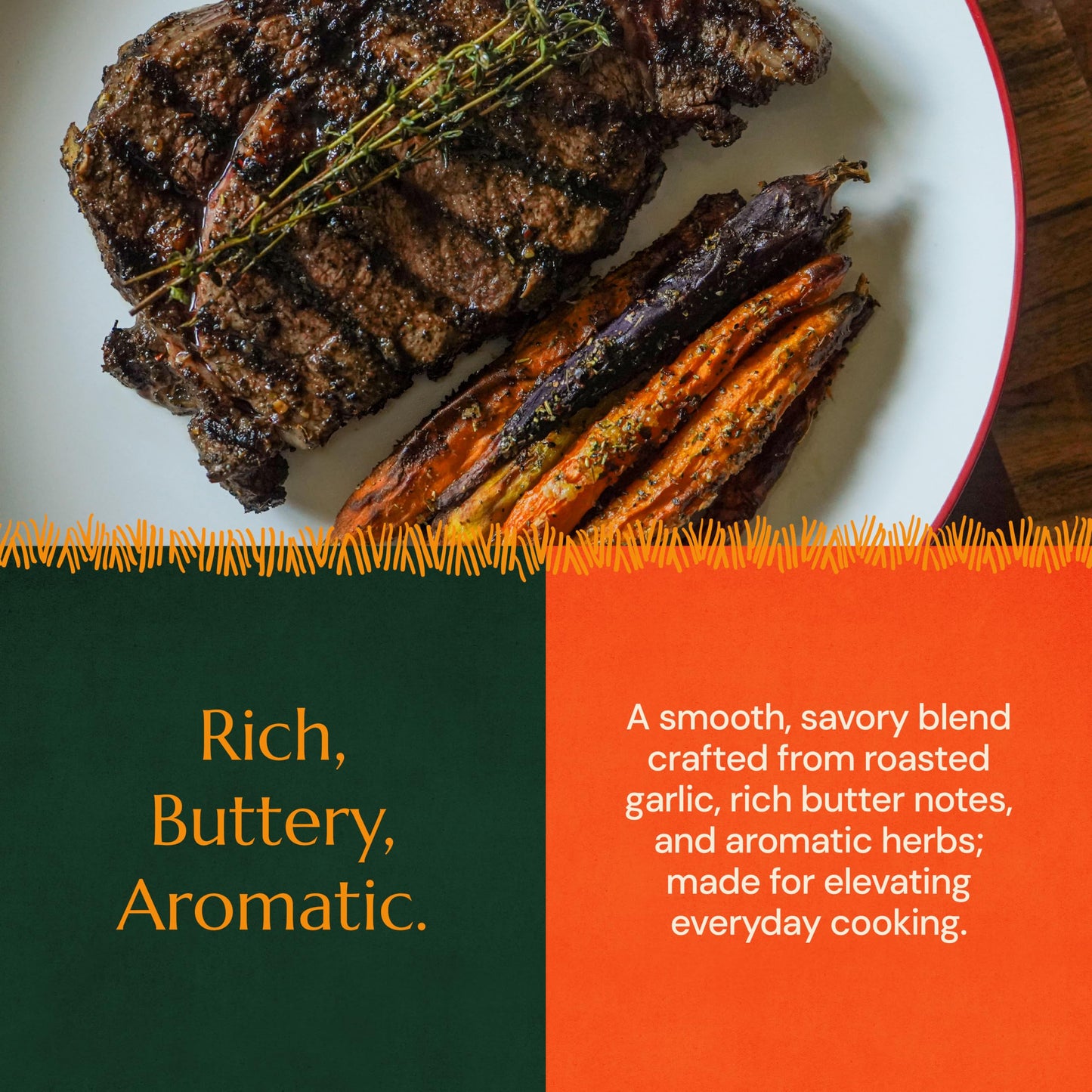 Kashat Spices Butter Herb & Garlic Seasoning, 3oz Flavor Profile: Rich buttery taste blended with roasted garlic and aromatic herbs, giving a smooth