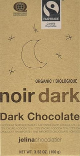 Jelina Chocolatier Fair Trade Dark Chocolate Bar 72%, 3.52 Ounce (Pack of 8)