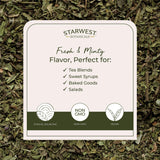 Starwest Botanicals Organic Peppermint Leaves Cut & Sifted - Dried Loose Leaf Herb for Tea, Herbal Blends, Baking, & Cooking, Caffeine Free, Sourced