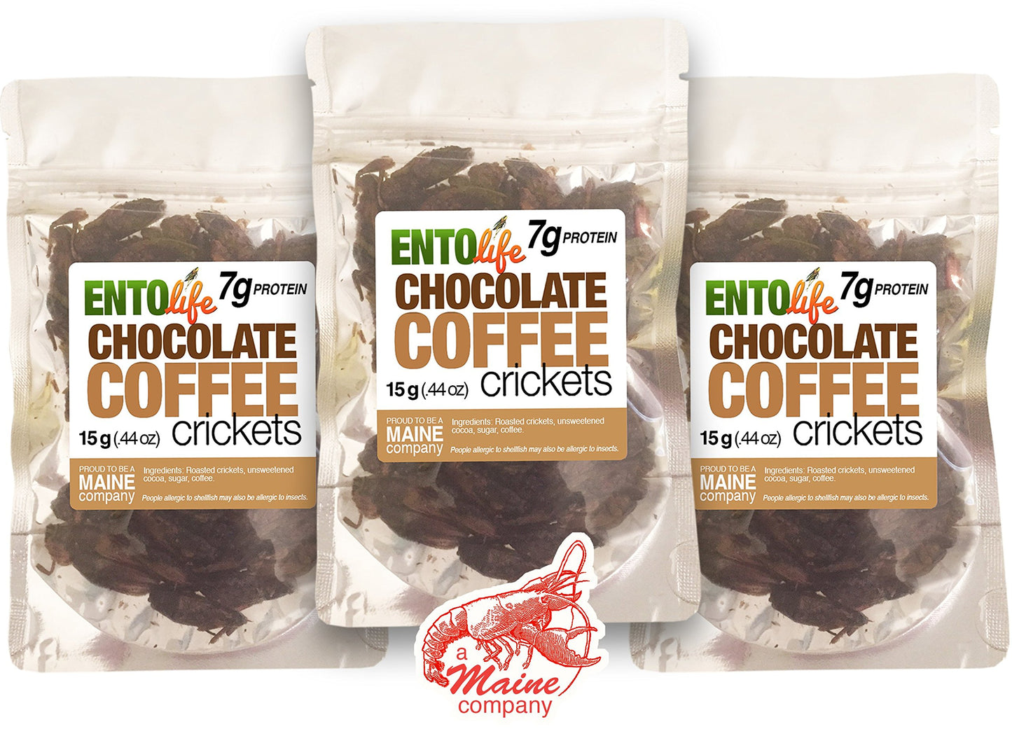 Roasted Crickets - Sriracha - Chocolate Coffee - Sour Cream & Onion - New Larger Size (All Three Packages)