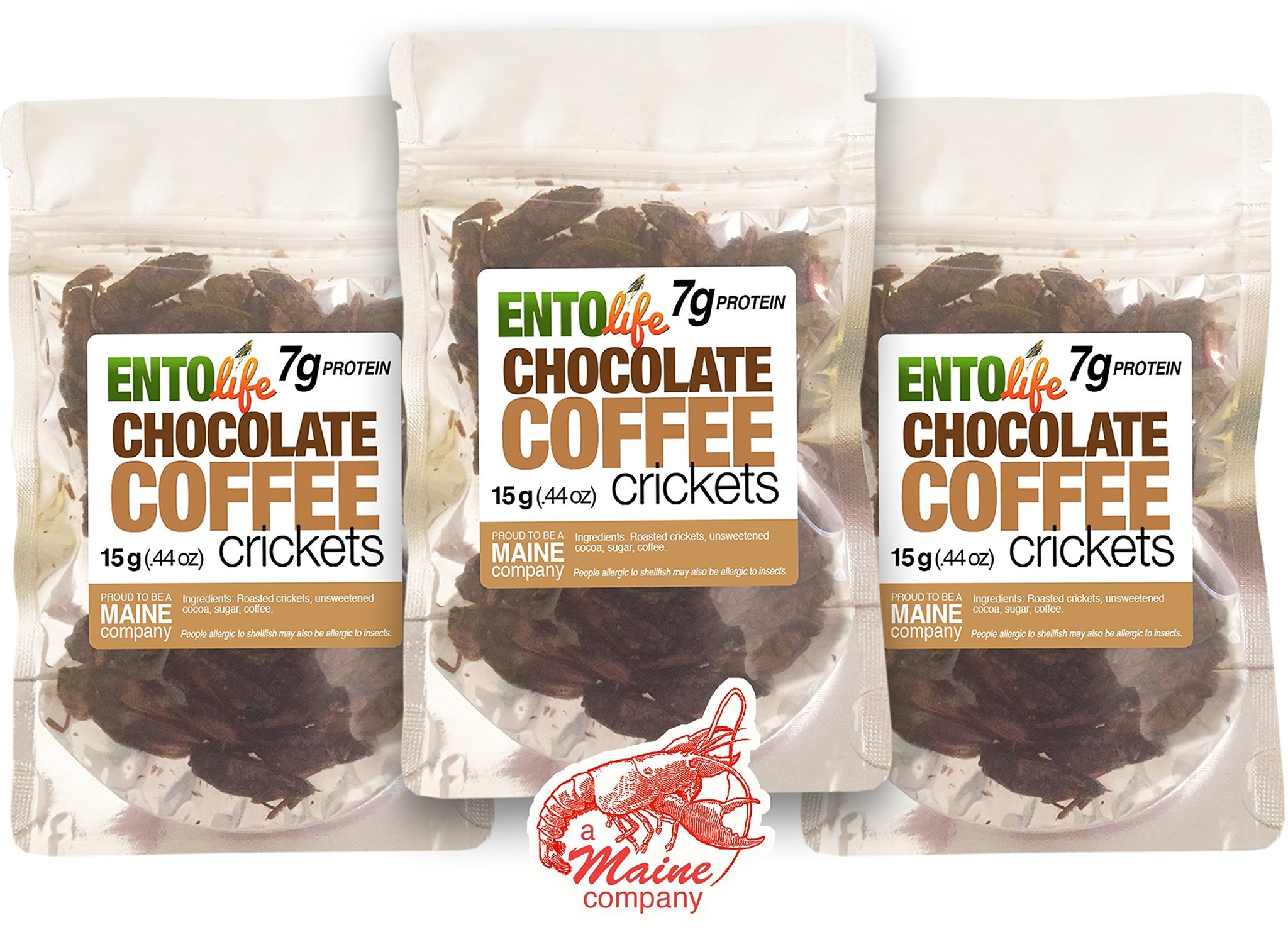 Roasted Crickets - Sriracha - Chocolate Coffee - Sour Cream & Onion - New Larger Size (All Three Packages)