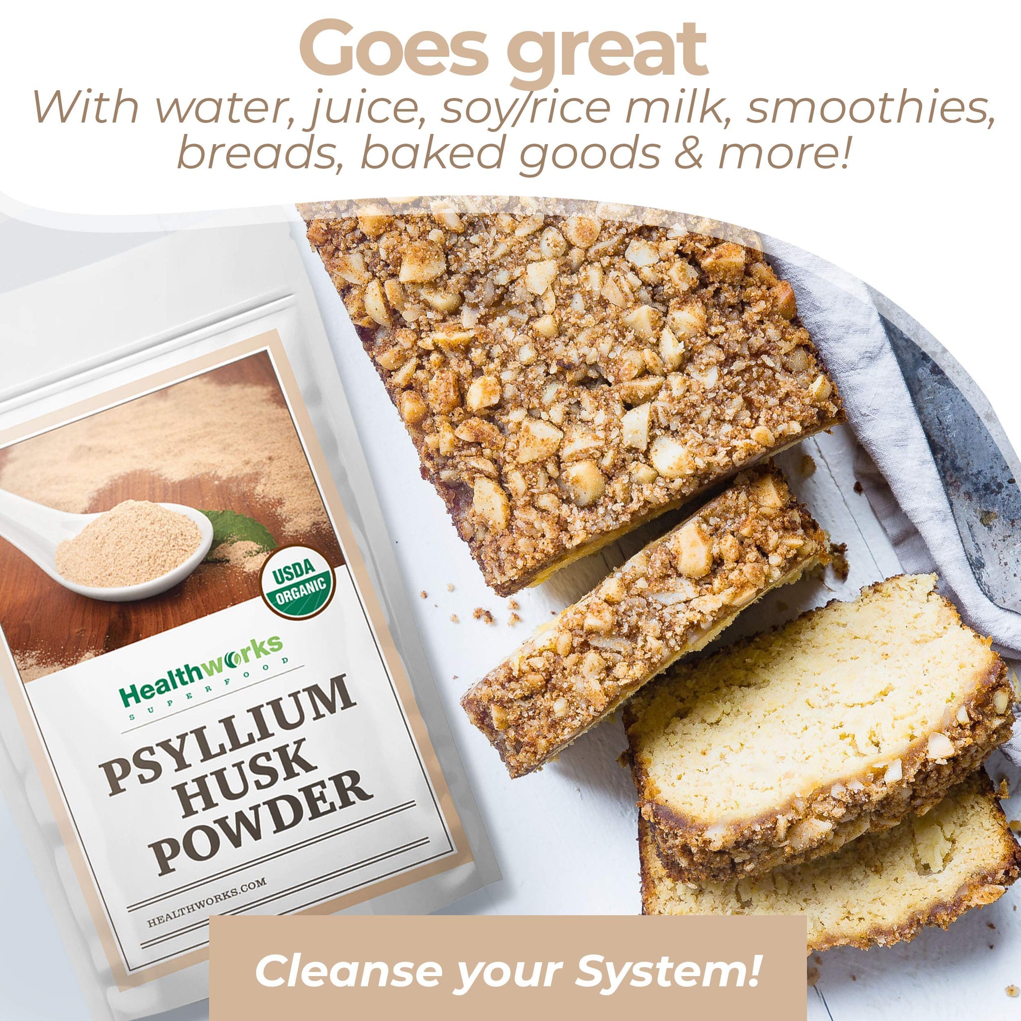 Healthworks Superfoods Organic Psyllium Husk Powder - 32 Oz / 2 Lbs - Raw - Certified Organic - Finely Ground Powder from India - Keto, Vegan