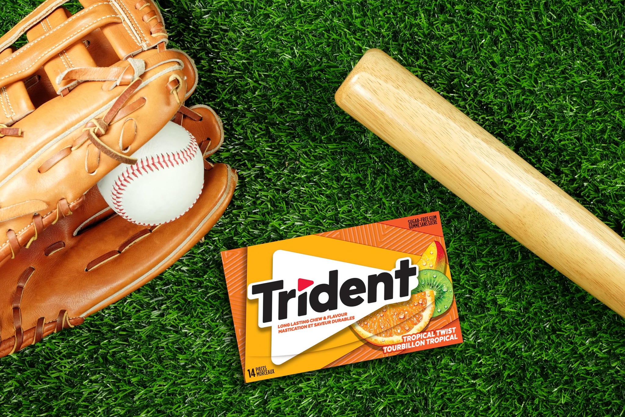 Trident Sugar Free Tropical Twist Gum Superpak, 12 Pack (14 Pieces Each) {Imported from Canada}