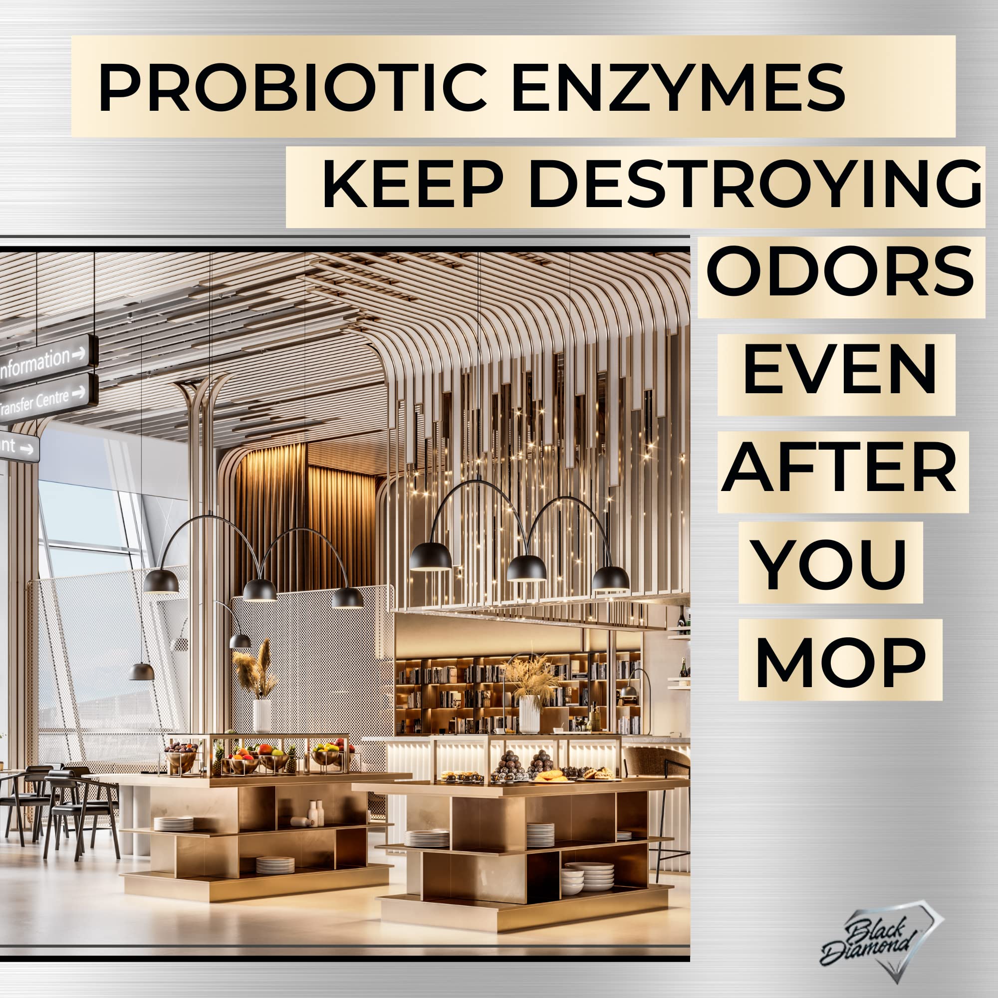 Restaurant Bio-Deodorizing Floor Cleaner - Heavy Duty Commercial Concentrated Enzyme Degreaser and Odor Eliminator for Mopping Tile, Laminate