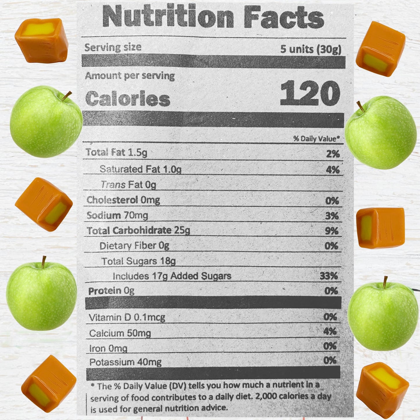 Caramel Cubes Candy Green Apple Filling - 1 Pound Bulk Bag - Individually Wrapped, Caramel Chews Soft Classic Chewy Candy, For all Holidays And Any