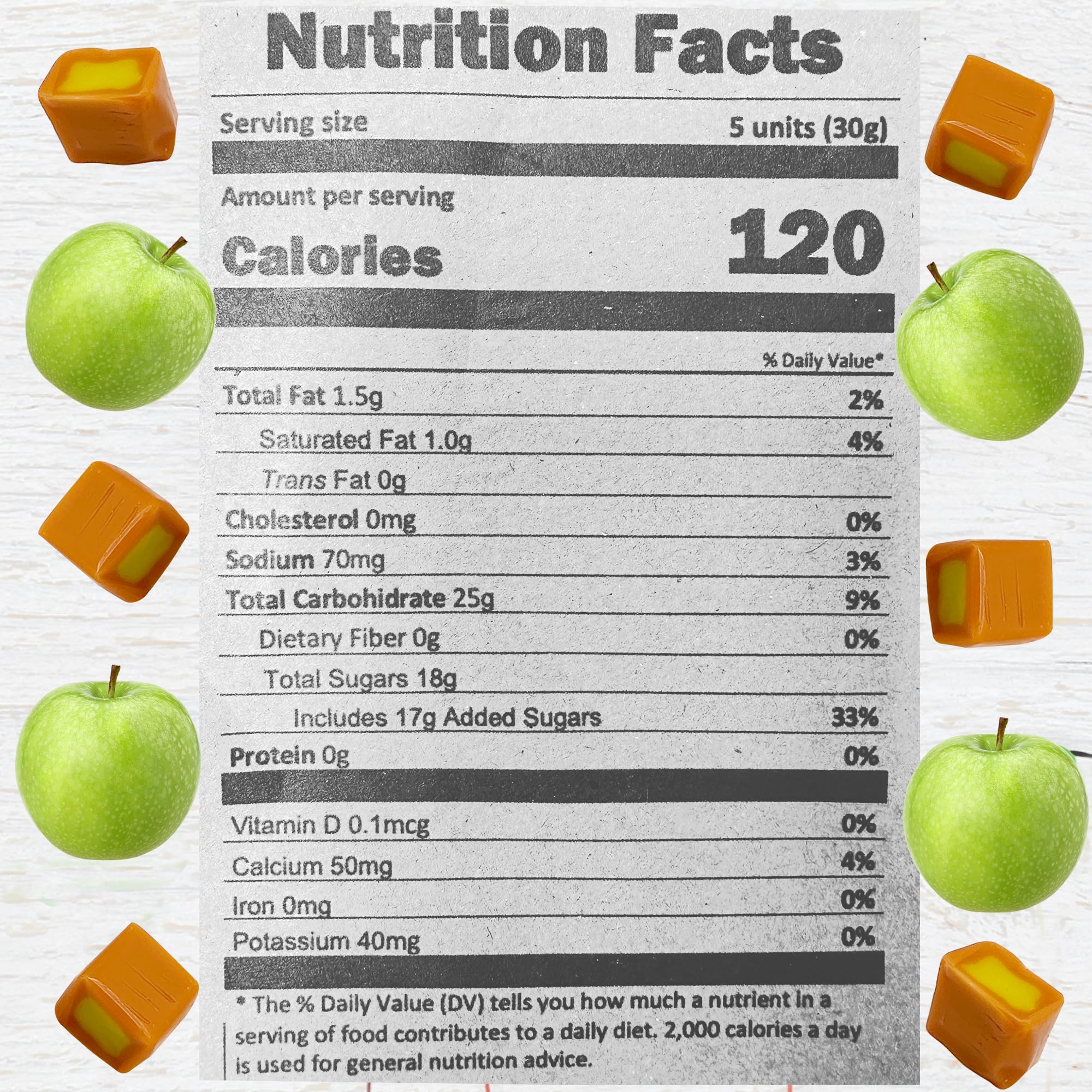 Caramel Cubes Candy Green Apple Filling - 1 Pound Bulk Bag - Individually Wrapped, Caramel Chews Soft Classic Chewy Candy, For all Holidays And Any