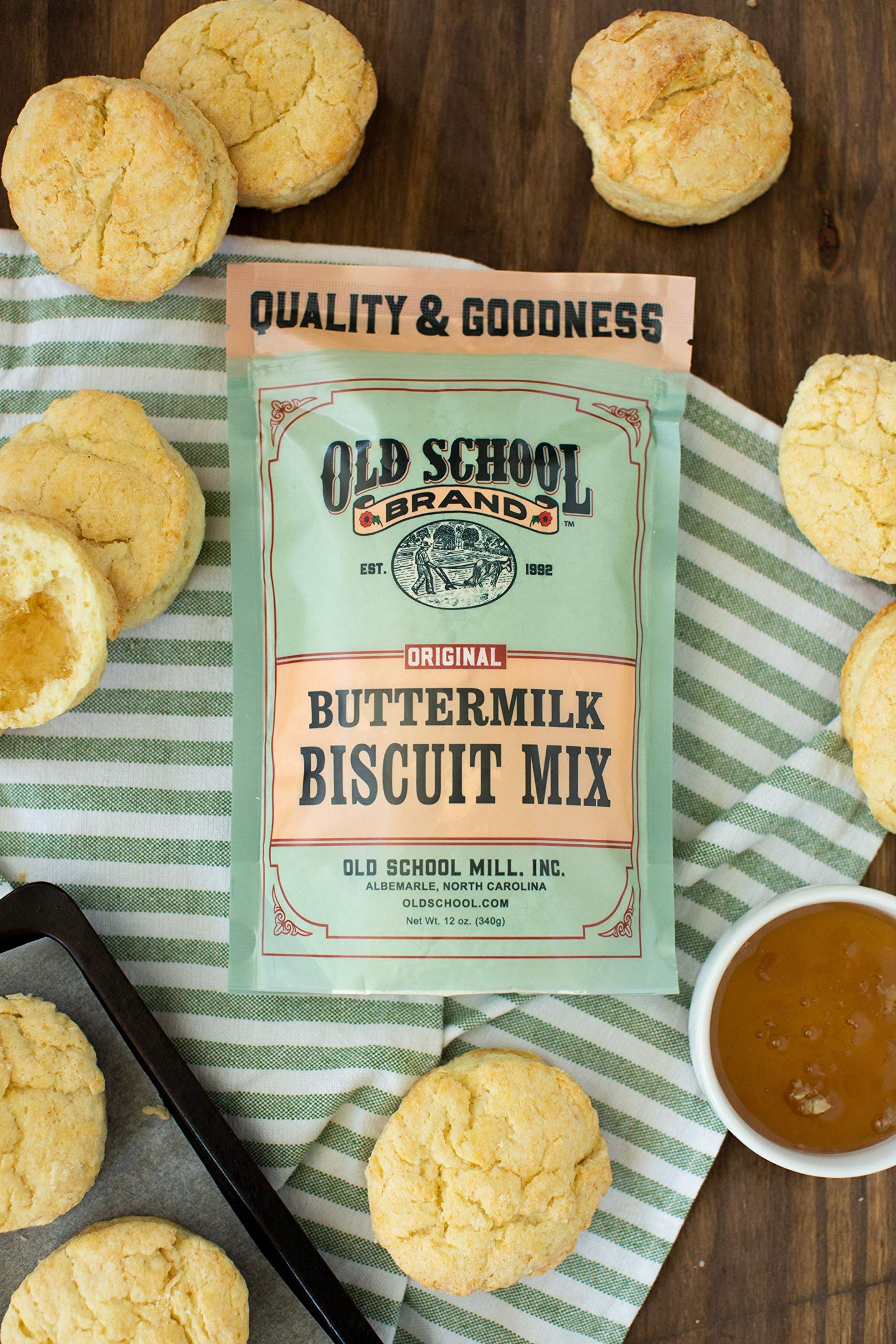 Old School Brand™ Buttermilk Biscuit Mix - 12 oz | Classic Fluffy & Flaky Homestyle Biscuits | Just Add Butter & Buttermilk | Makes 12-13 Biscuits
