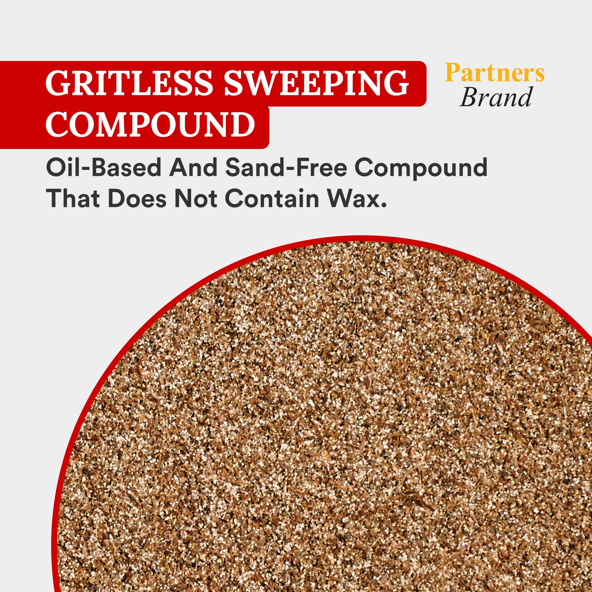 Partners Brand Gritless Floor Sweeping Compound - 50 LB. Bag | Commercial Grade, Sand-free Formula for Use on Finished Floors & Dust Control