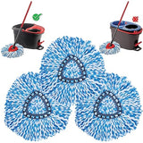 KLEEN HANDLER Microfiber Spin Mop Replacement Head Refills Compatible with O-Cedar EasyWring 1 Tank System, Blue, L (3-Pack)